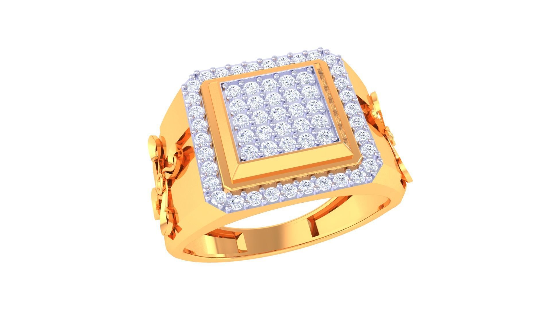 Diamond Head Men Groom Gents Diamond Ring 3dm stl obj mtl 3mf  3D print model_1