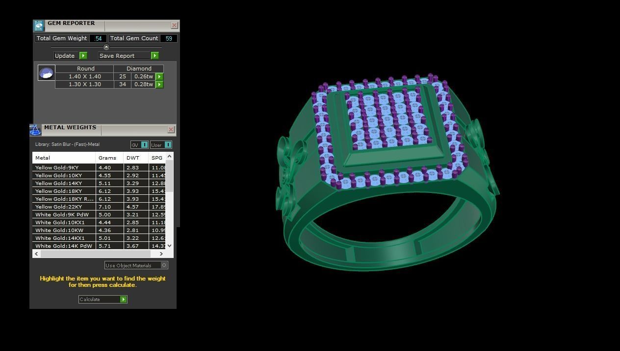 Diamond Head Men Groom Gents Diamond Ring 3dm stl obj mtl 3mf  3D print model_5