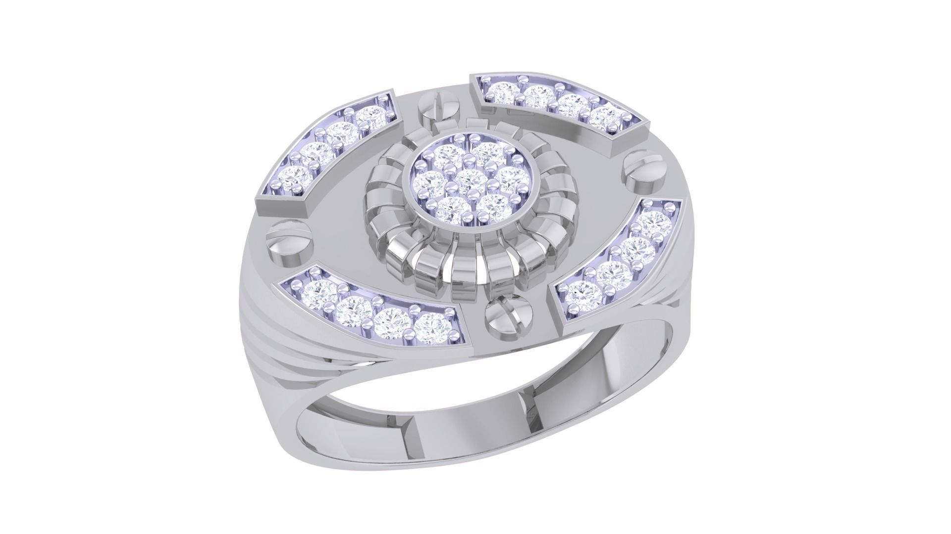 Men Groom Gents Diamond Ring 3dm stl obj mtl 3mf glb gltf 3D print model_1