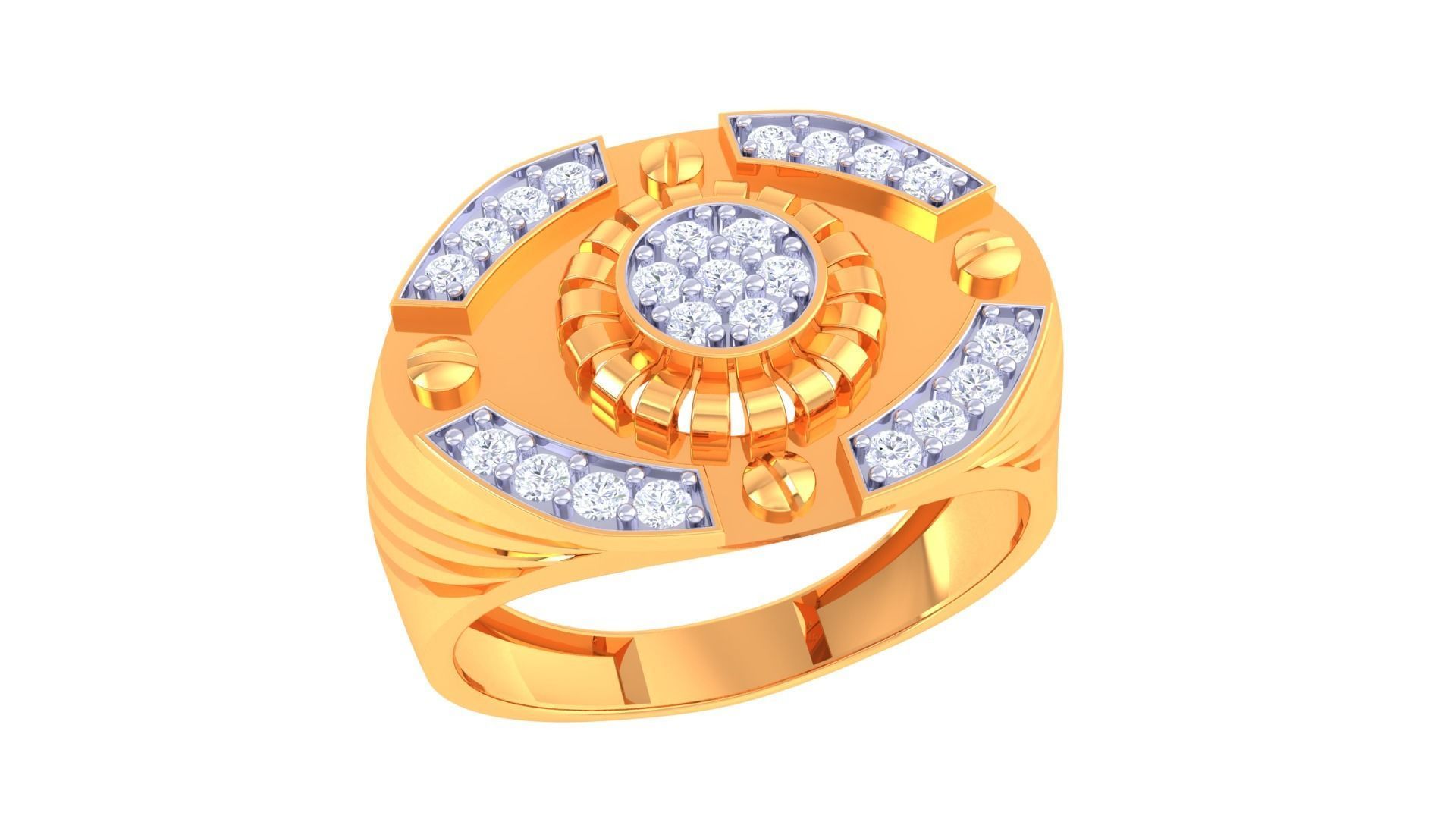 Men Groom Gents Diamond Ring 3dm stl obj mtl 3mf glb gltf 3D print model_2