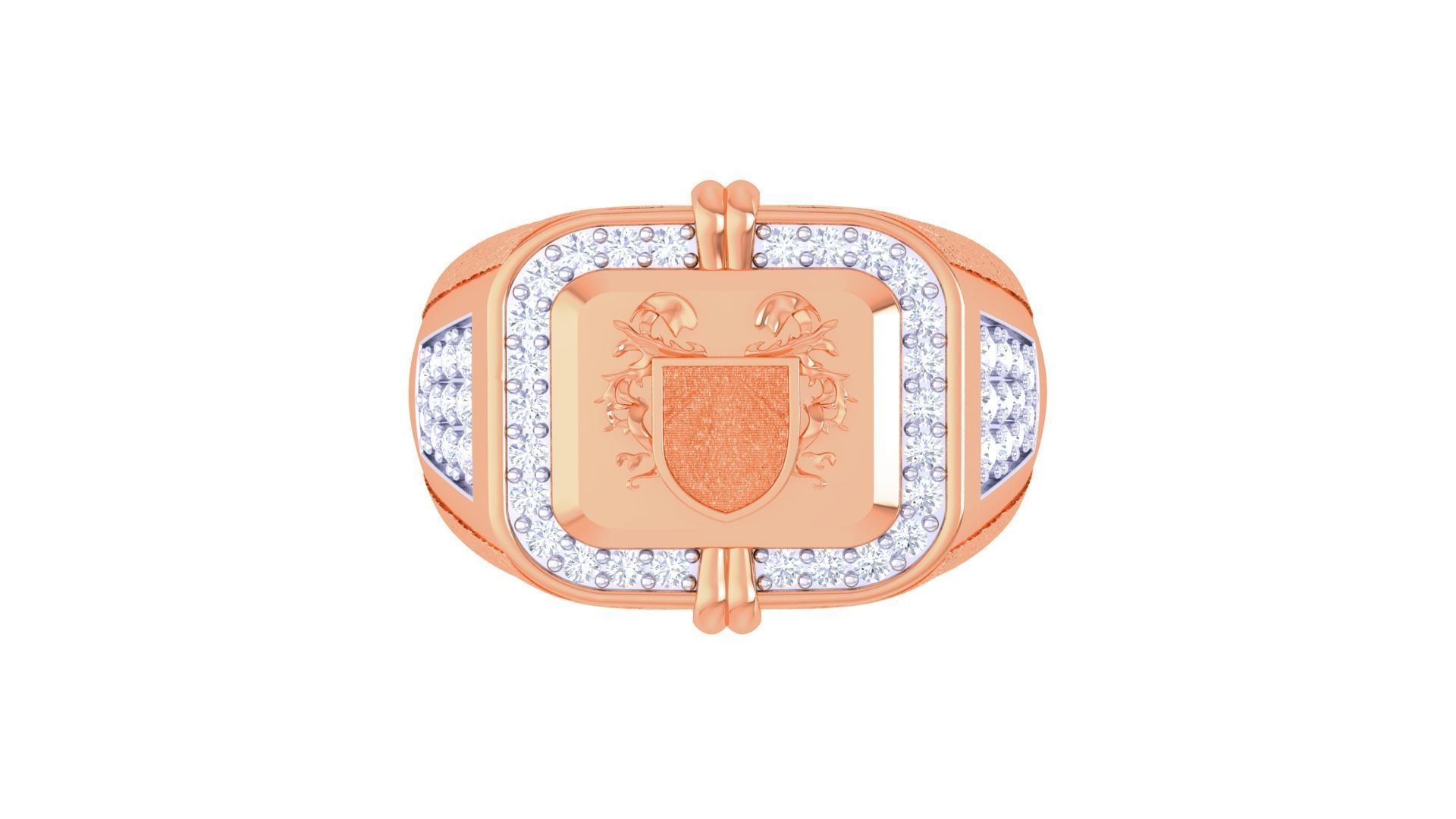 Kings Seal Men Groom Gents Diamond Ring 3dm stl obj mtl 3mf glb 3D print model_4