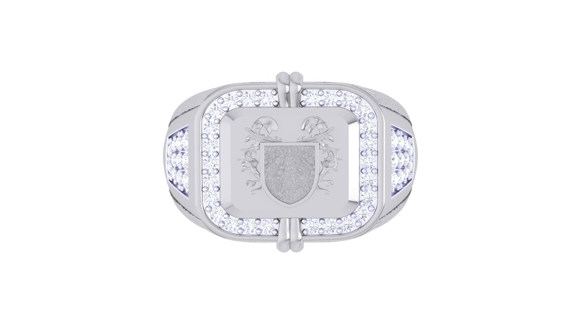 Kings Seal Men Groom Gents Diamond Ring 3dm stl obj mtl 3mf glb 3D print model_5