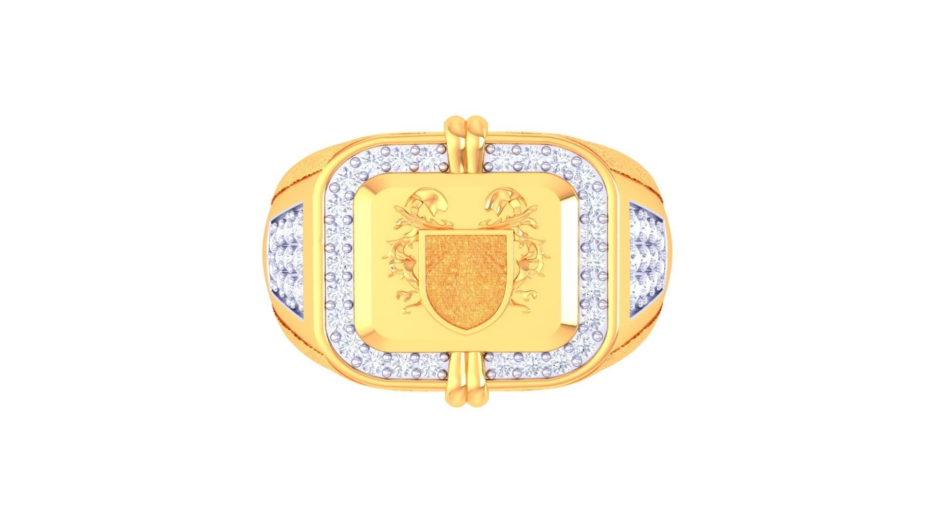 Kings Seal Men Groom Gents Diamond Ring 3dm stl obj mtl 3mf glb 3D print model_6