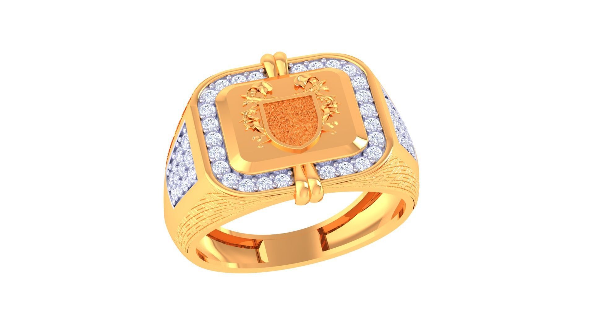 Kings Seal Men Groom Gents Diamond Ring 3dm stl obj mtl 3mf glb 3D print model_2