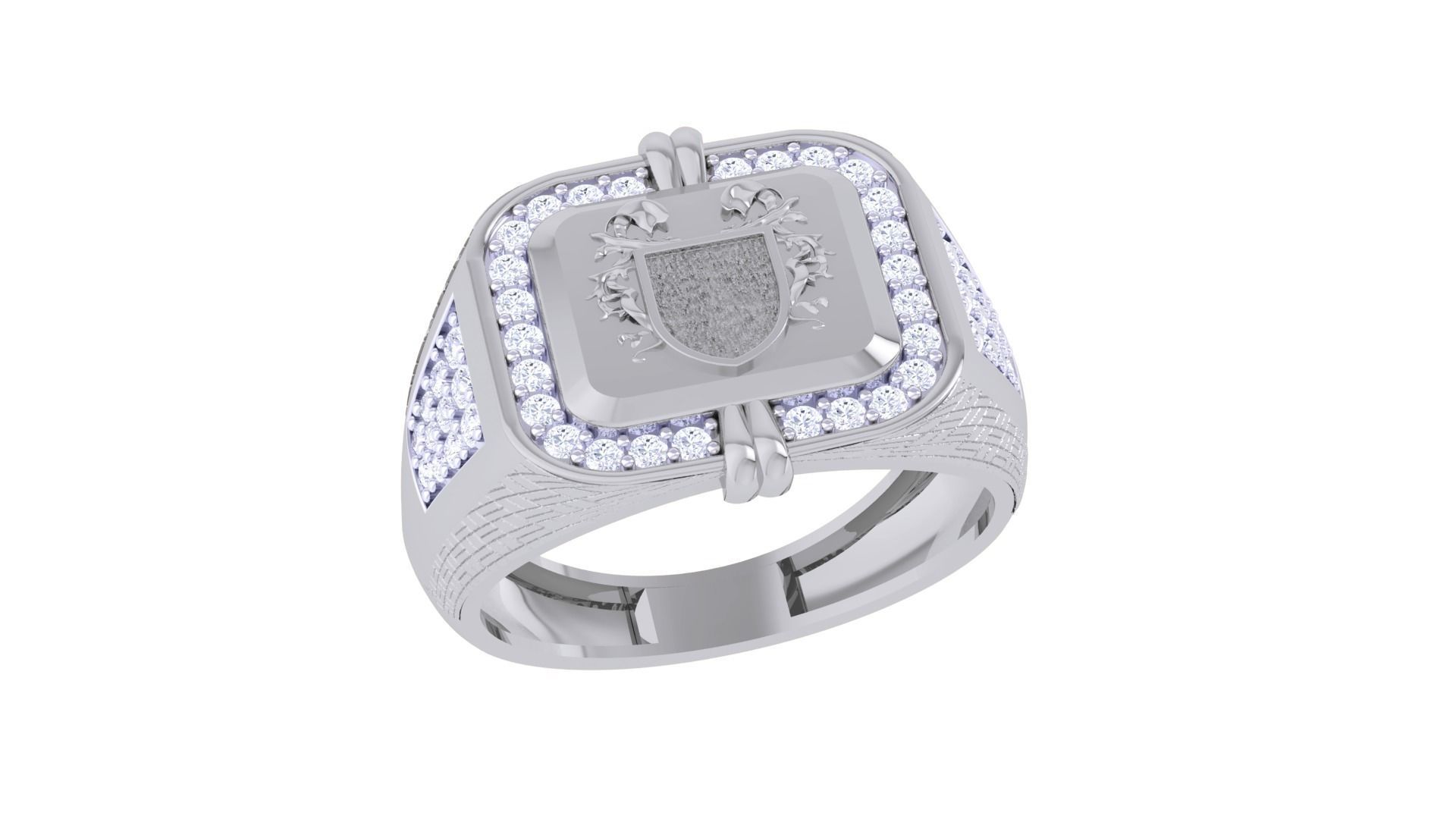 Kings Seal Men Groom Gents Diamond Ring 3dm stl obj mtl 3mf glb 3D print model_1