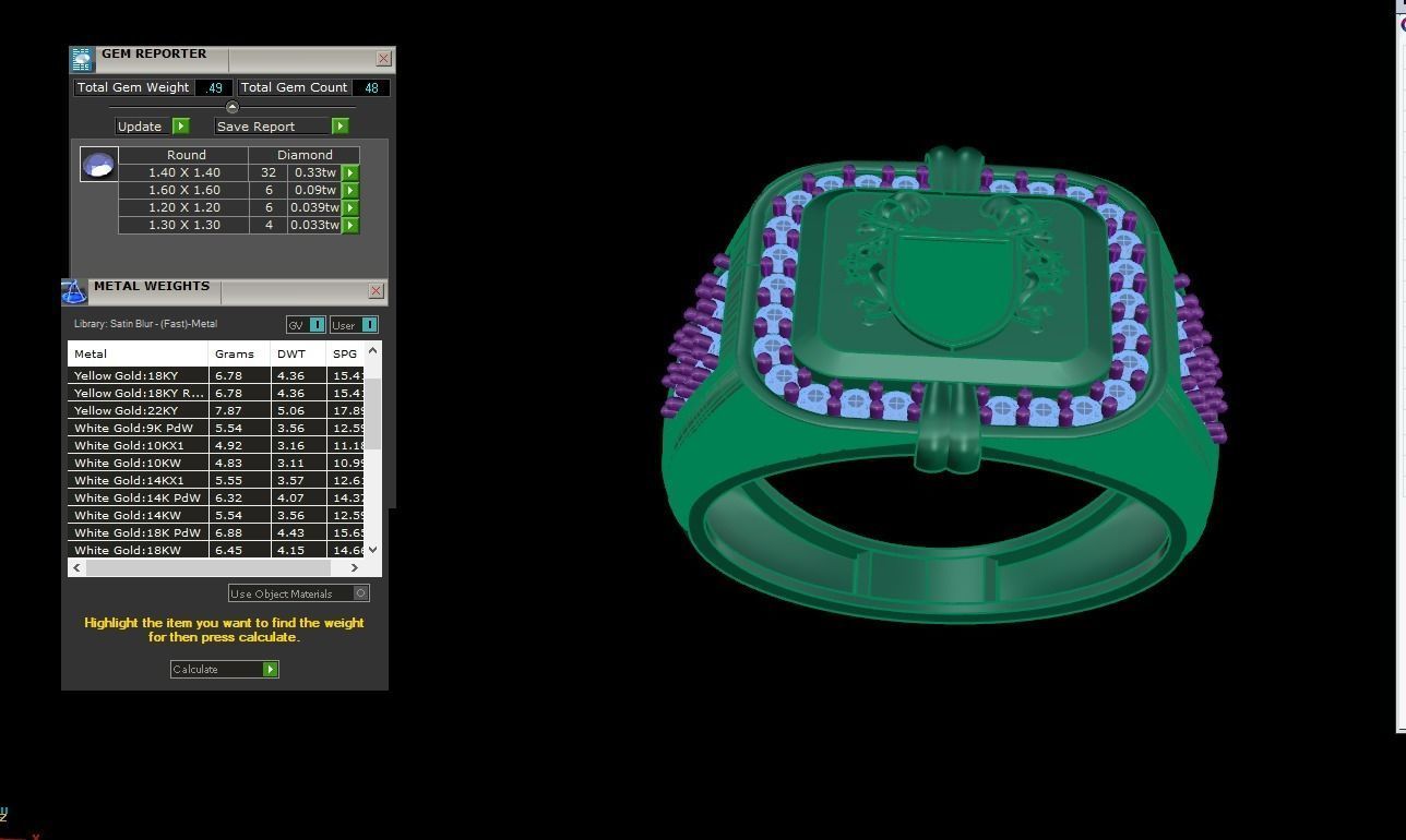 Kings Seal Men Groom Gents Diamond Ring 3dm stl obj mtl 3mf glb 3D print model_8