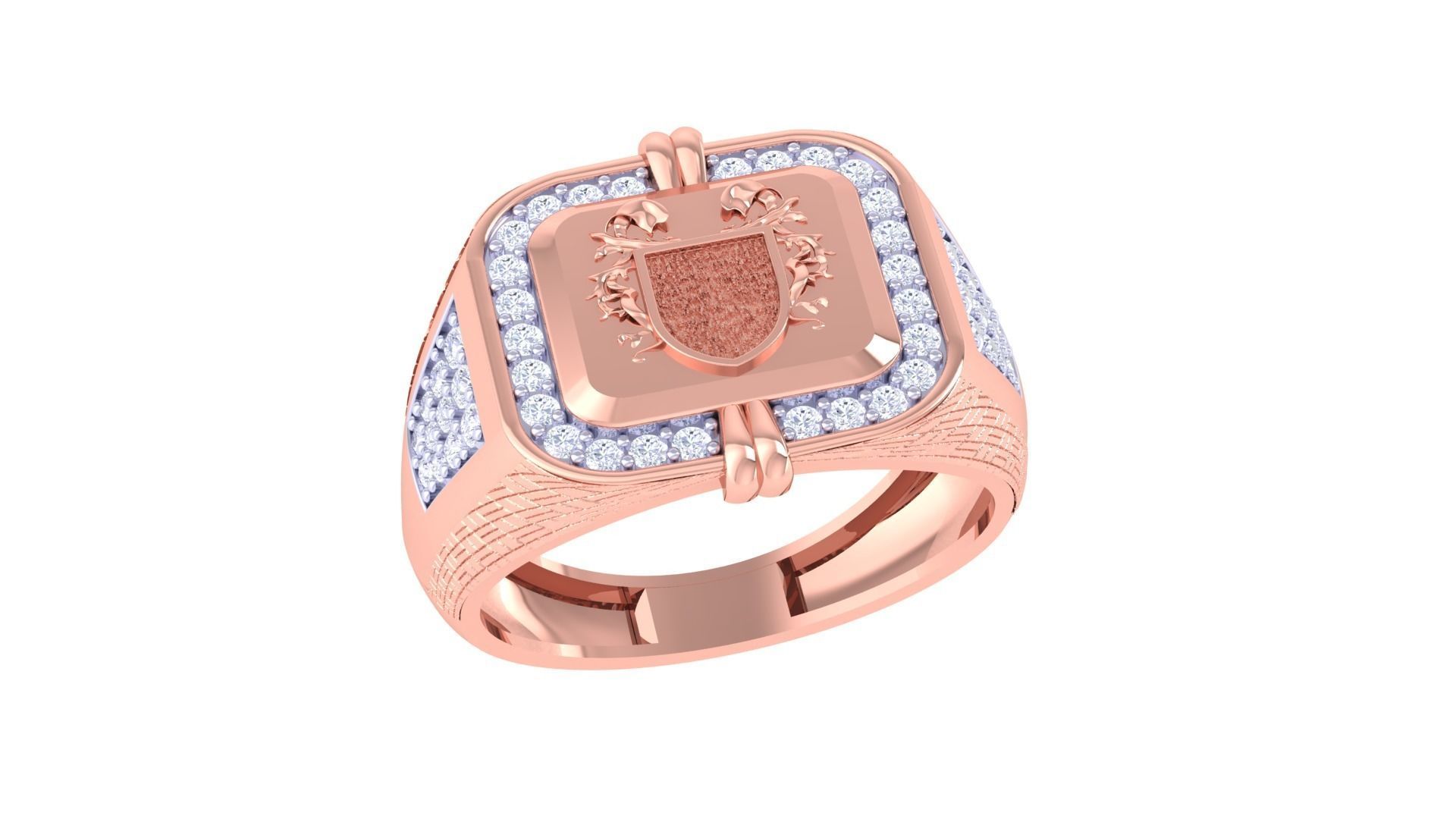 Kings Seal Men Groom Gents Diamond Ring 3dm stl obj mtl 3mf glb 3D print model_3