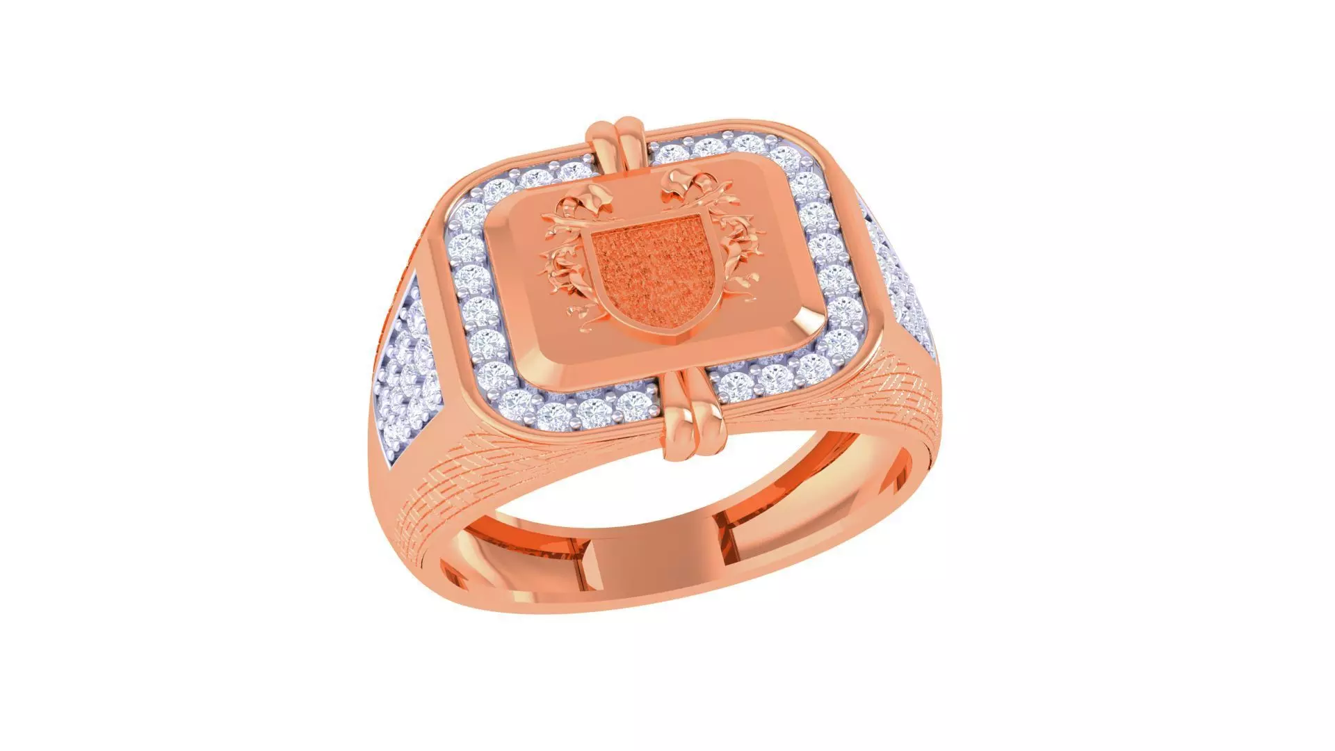 Kings Seal Men Groom Gents Diamond Ring 3dm stl obj mtl 3mf glb 3D print model_0