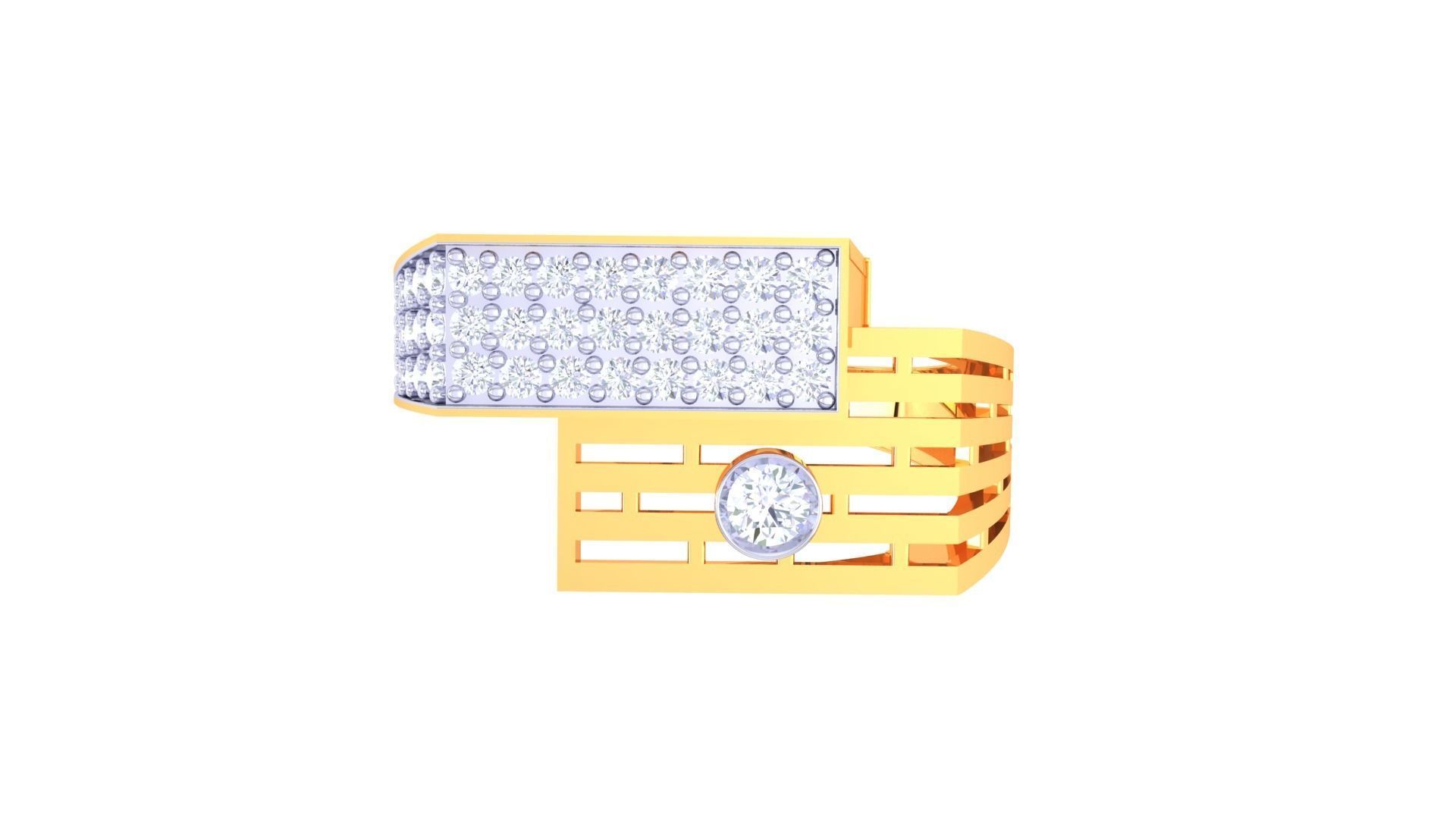 Solitaire Men Groom Gents Diamond Ring 3dm stl obj mtl 3mf glb  3D print model_7