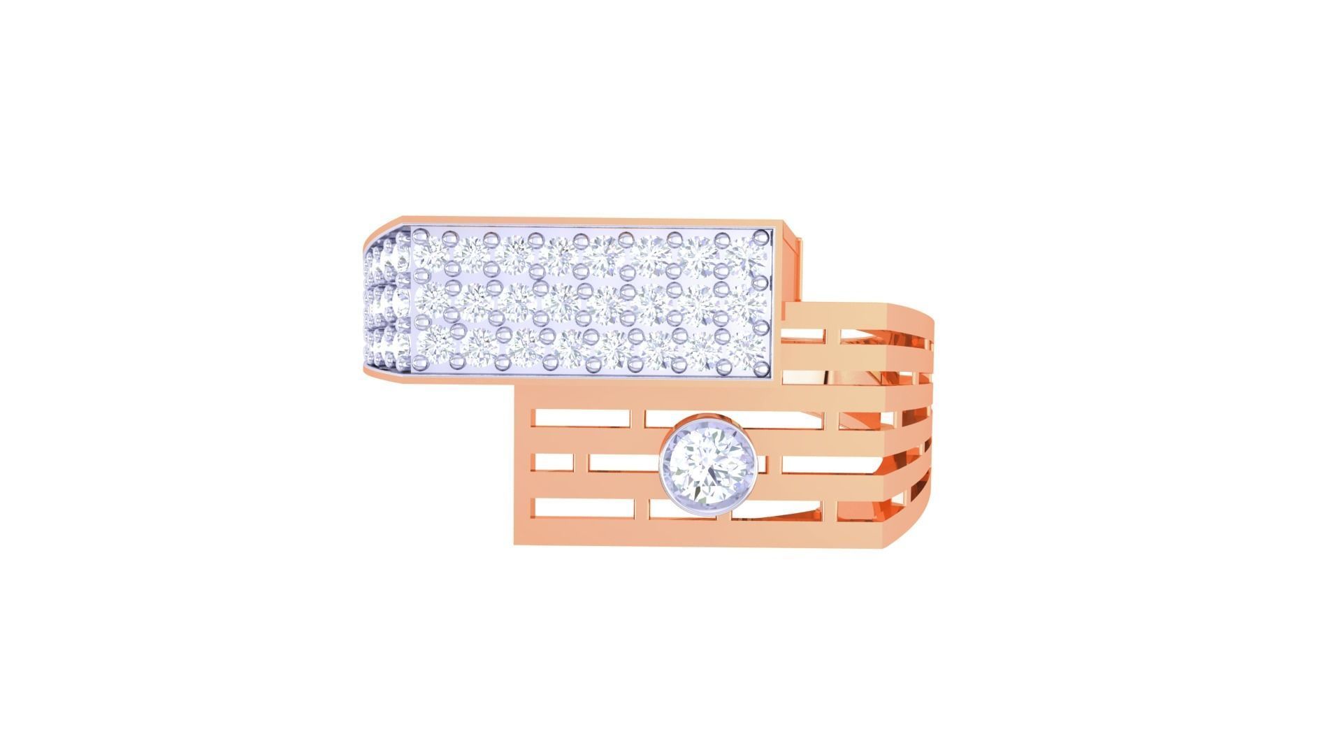 Solitaire Men Groom Gents Diamond Ring 3dm stl obj mtl 3mf glb  3D print model_5