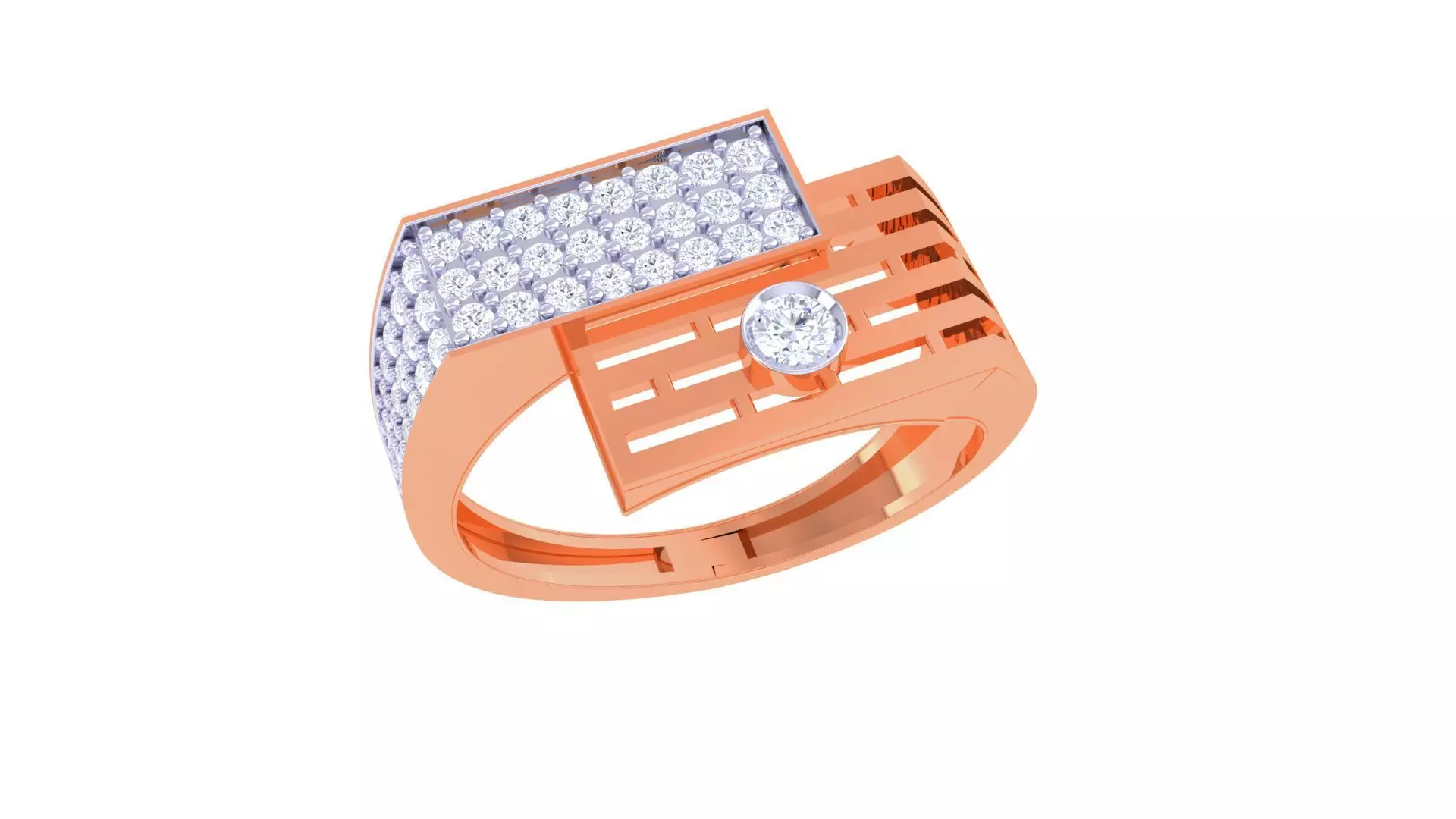 Solitaire Men Groom Gents Diamond Ring 3dm stl obj mtl 3mf glb  3D print model_0