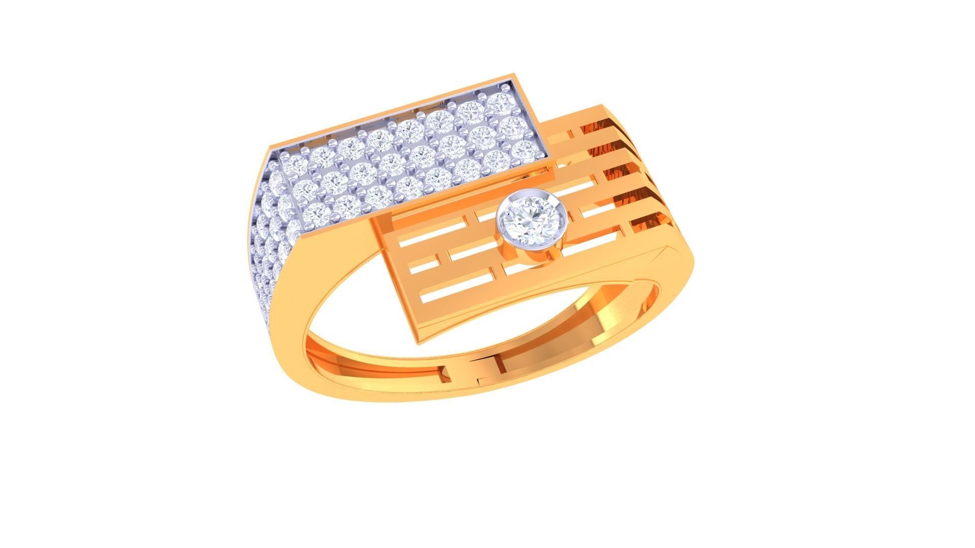 Solitaire Men Groom Gents Diamond Ring 3dm stl obj mtl 3mf glb  3D print model_2