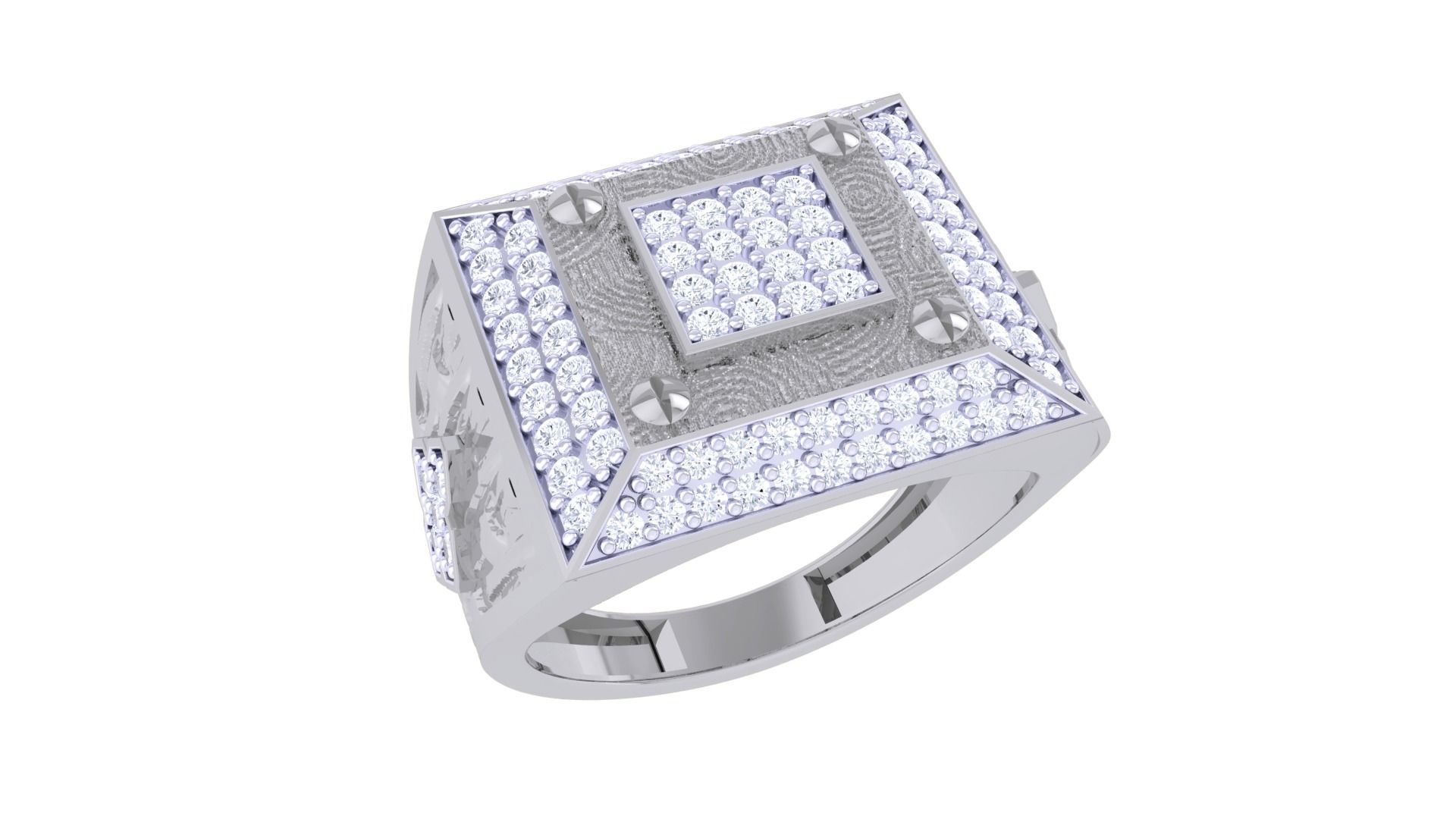 Screw Head Men Groom Gents Diamond Ring 3dm stl obj mtl 3mf glb 3D print model_2