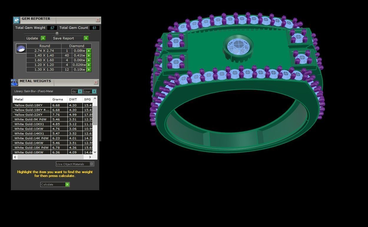 Solitaire Men Groom Gents Diamond Ring 3dm stl obj mtl 3mf glb 3D print model_4