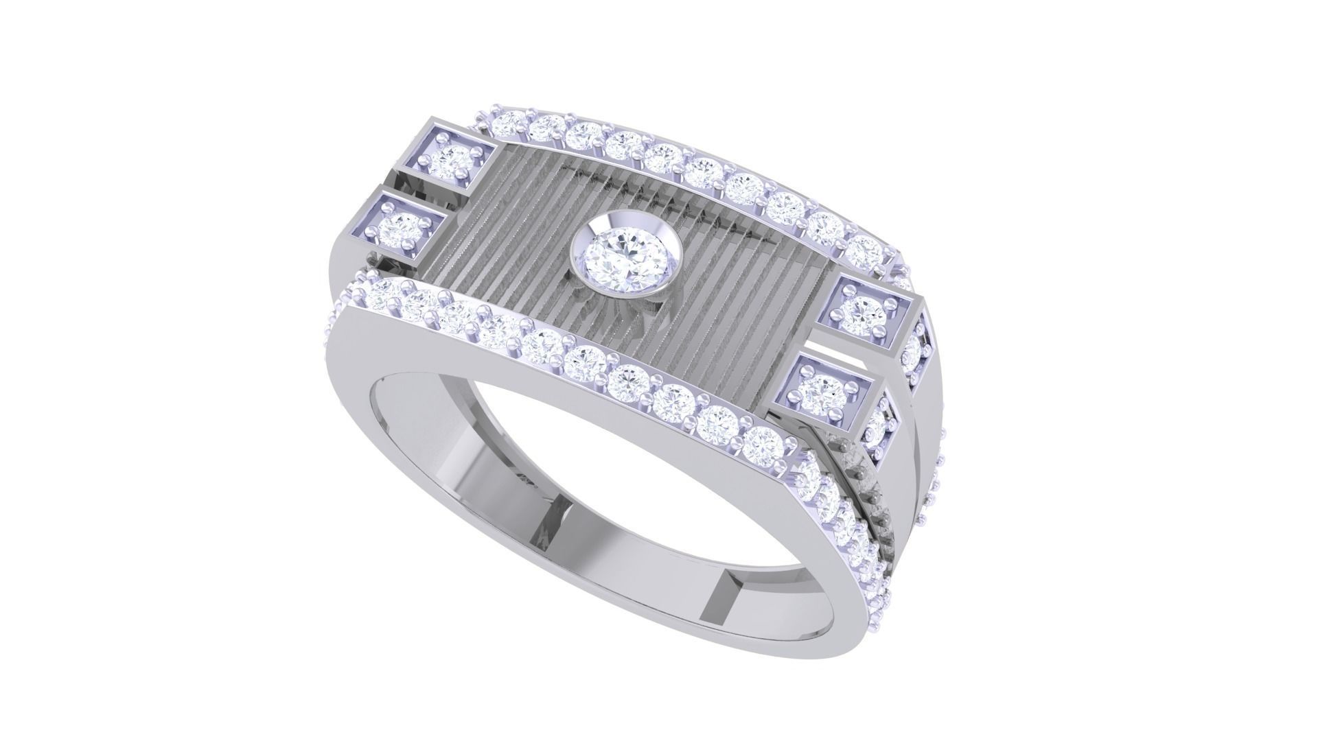 Solitaire Men Groom Gents Diamond Ring 3dm stl obj mtl 3mf glb 3D print model_2