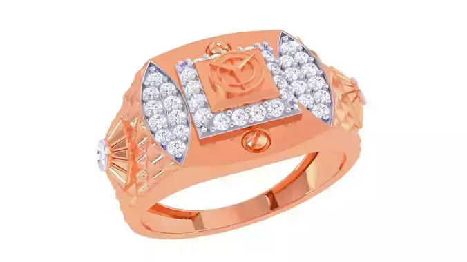 Compass and Screw Head Men Groom Gents Diamond Ring 3dm stl obj 3D print model
