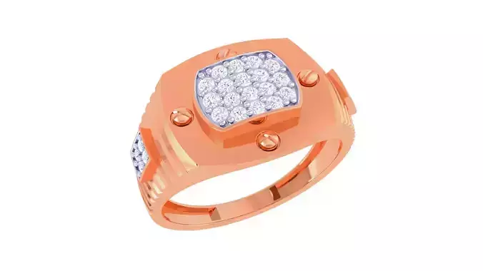 Screw Head Men Groom Gents Diamond Ring 3dm stl obj mtl 3mf glb 3D print model