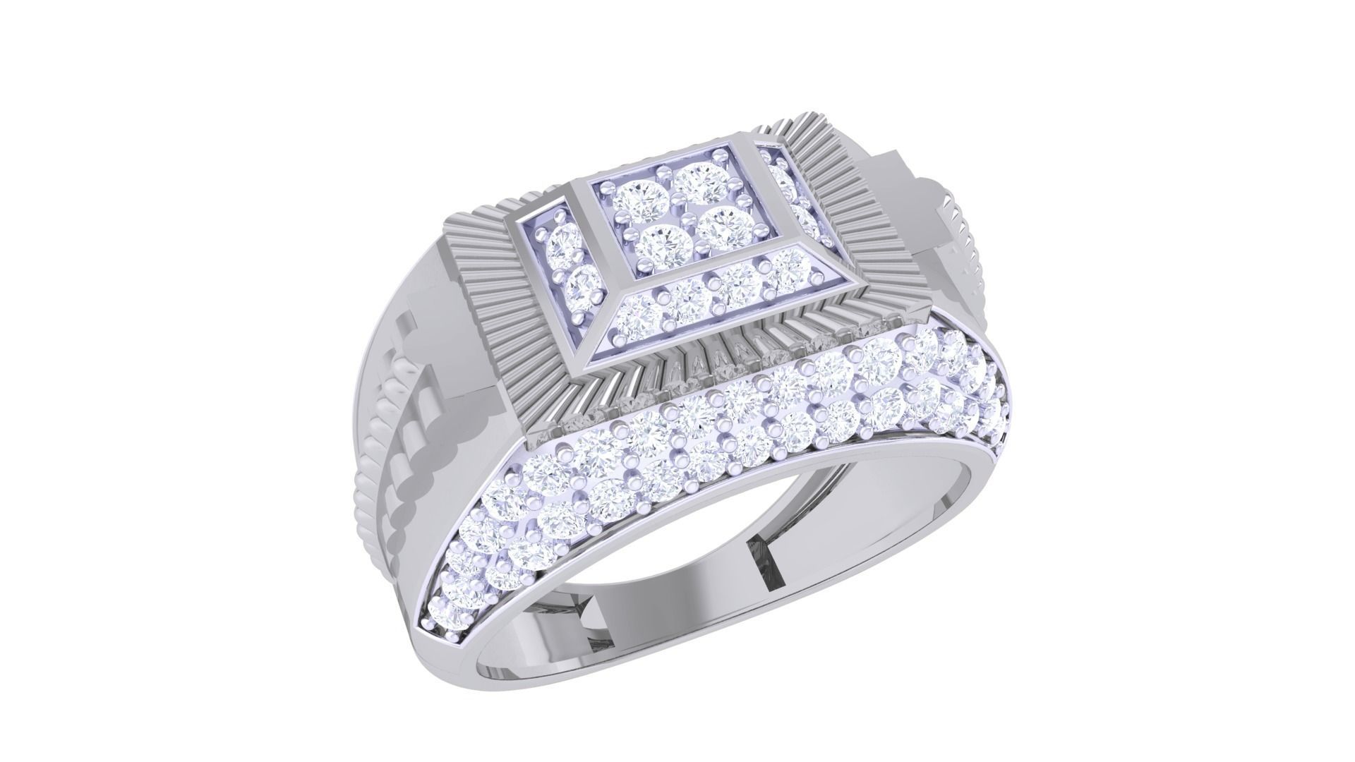Men Groom Gents Diamond Ring 3dm stl obj mtl 3mf glb gltf 3D print model_2