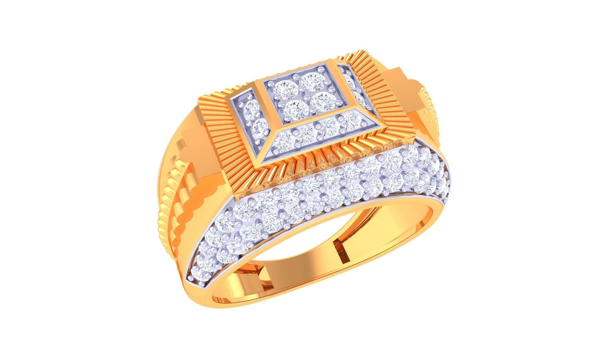 Men Groom Gents Diamond Ring 3dm stl obj mtl 3mf glb gltf 3D print model_1