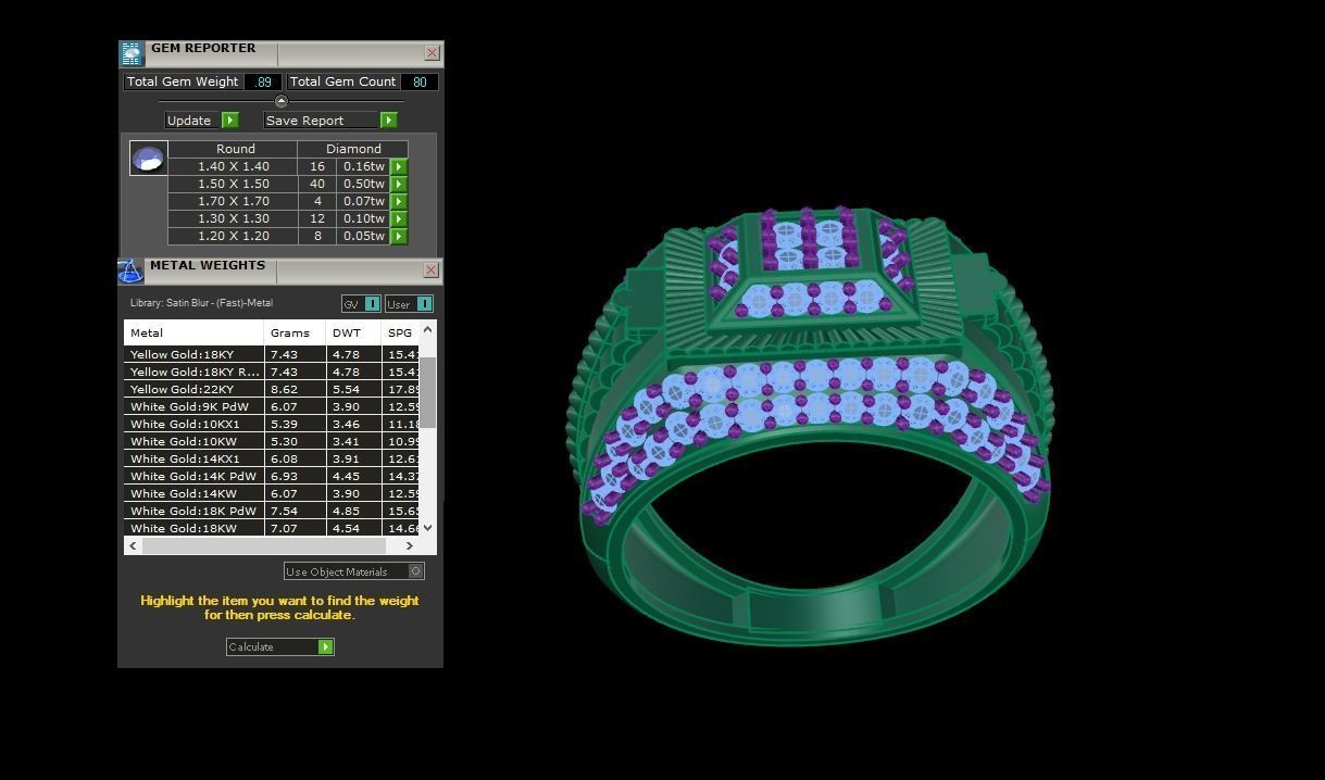 Men Groom Gents Diamond Ring 3dm stl obj mtl 3mf glb gltf 3D print model_4