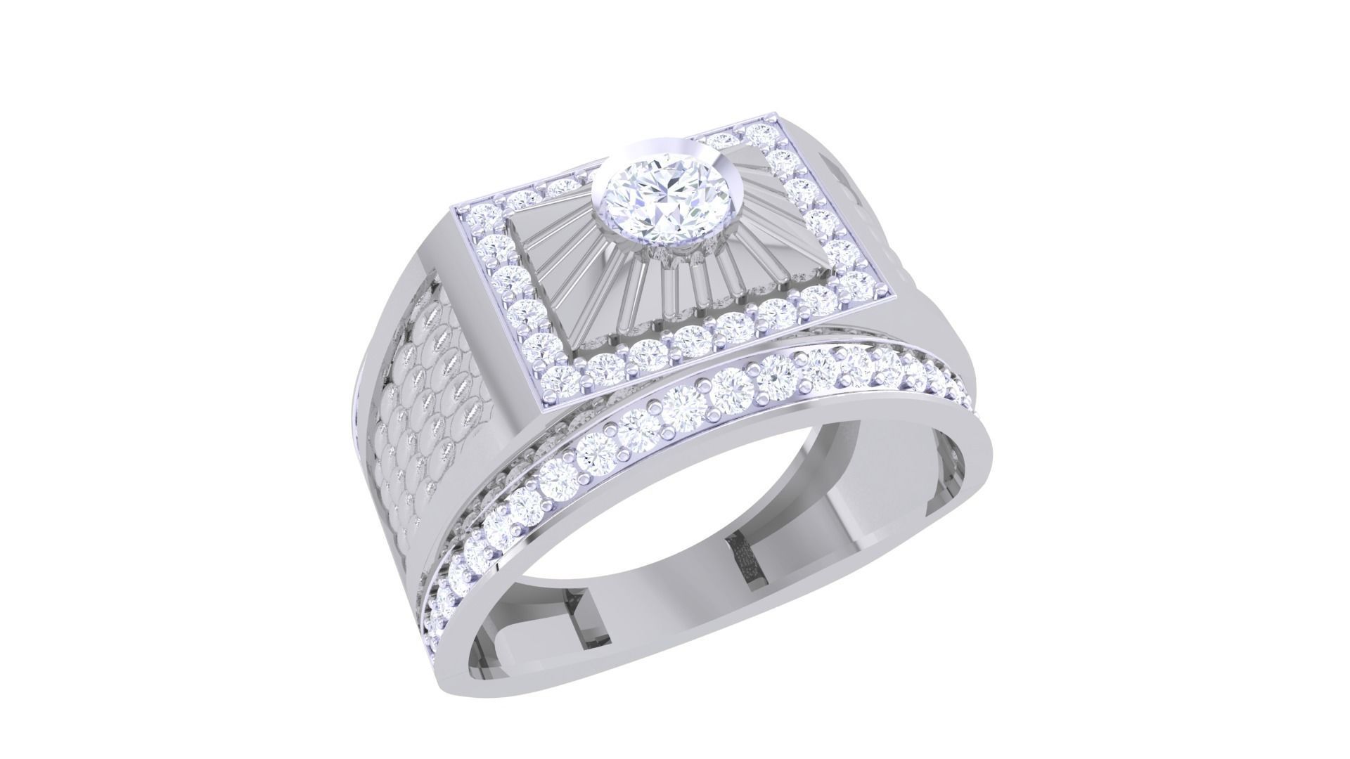 Solitaire Men Groom Gents Diamond Ring 3dm stl obj mtl 3mf glb 3D print model_3