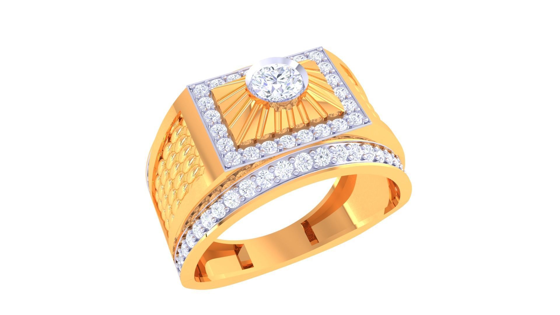 Solitaire Men Groom Gents Diamond Ring 3dm stl obj mtl 3mf glb 3D print model_1