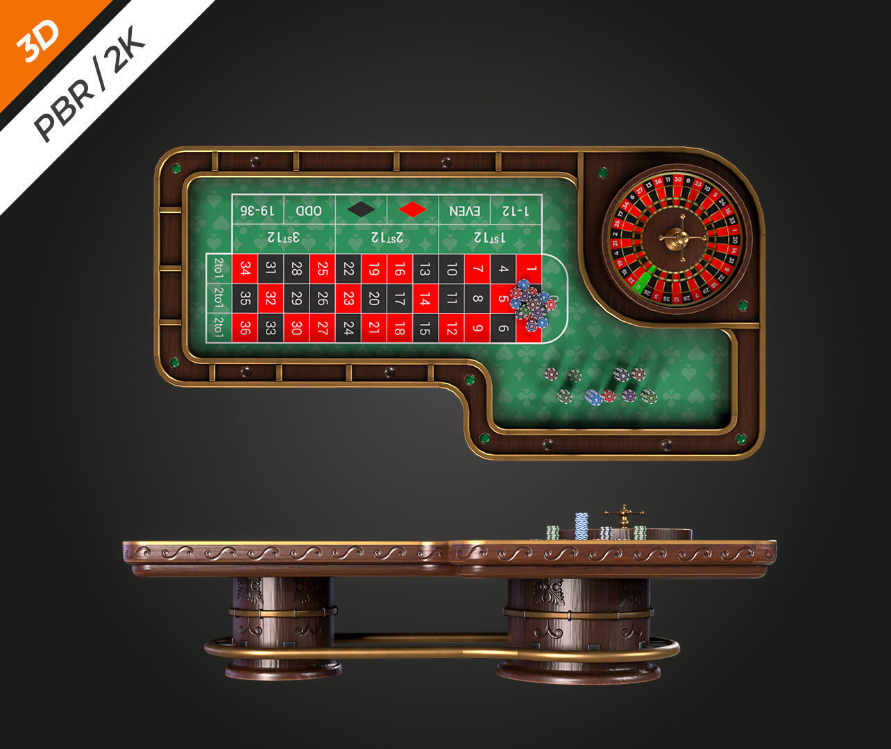Roulette Table Low-poly 3D model_6