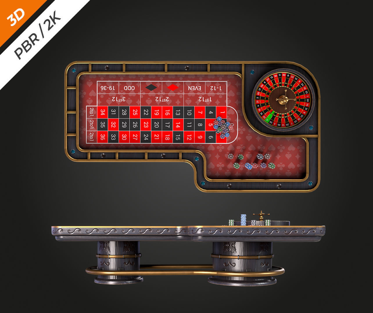 Roulette Table Low-poly 3D model_9