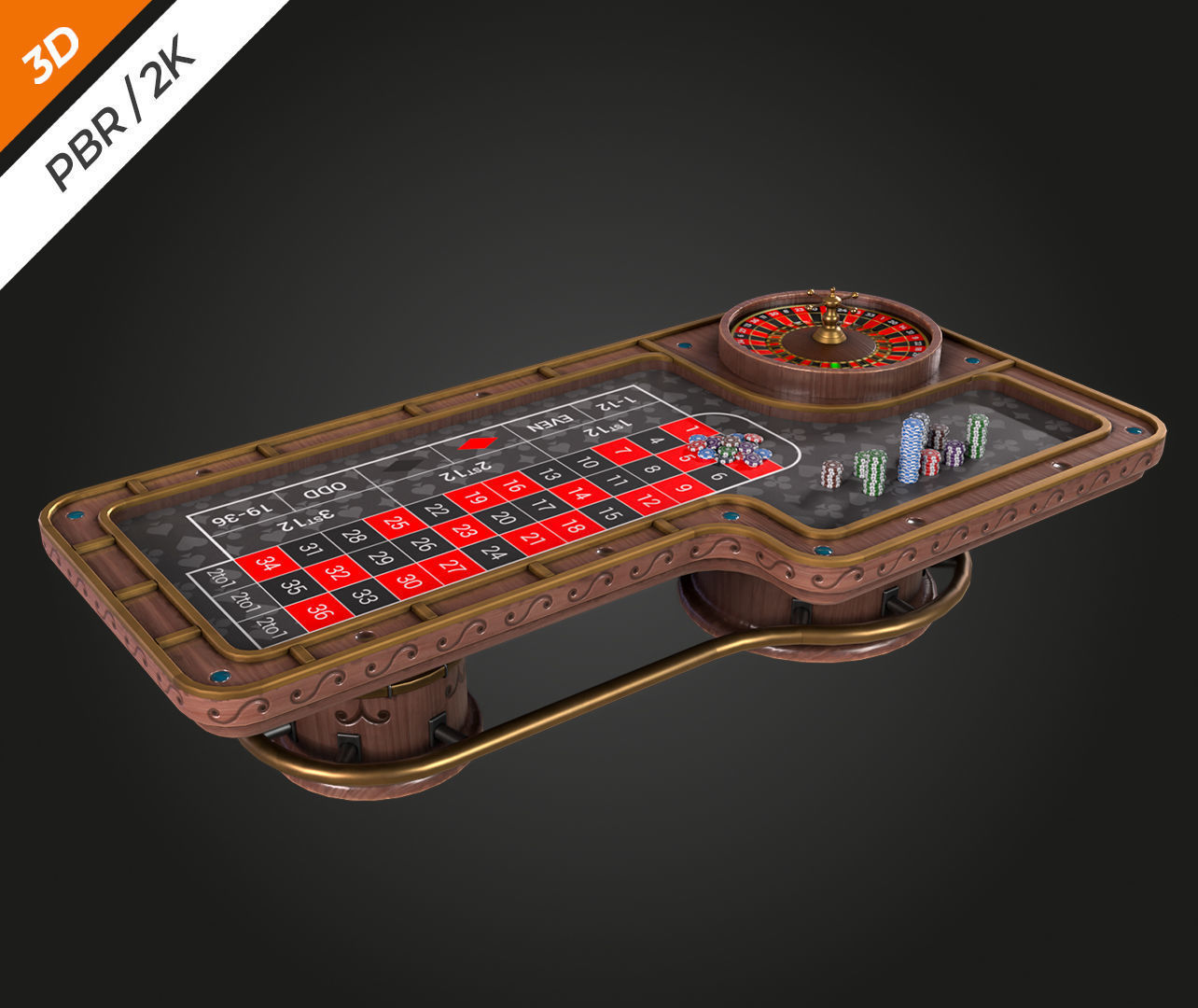 Roulette Table Low-poly 3D model_4