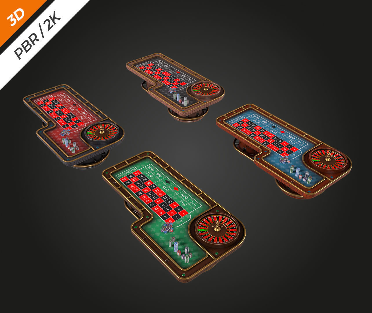 Roulette Table Low-poly 3D model_10