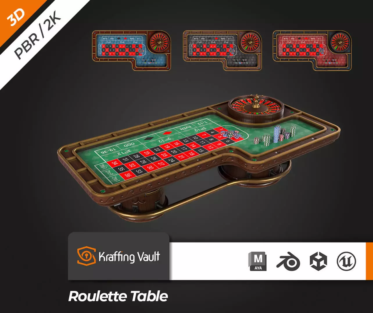 Roulette Table Low-poly 3D model_0