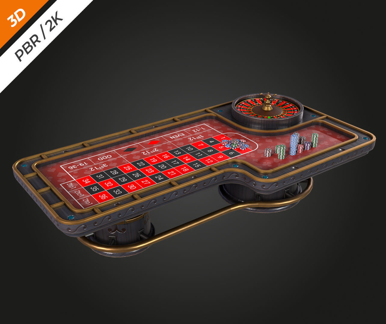 Roulette Table Low-poly 3D model_5