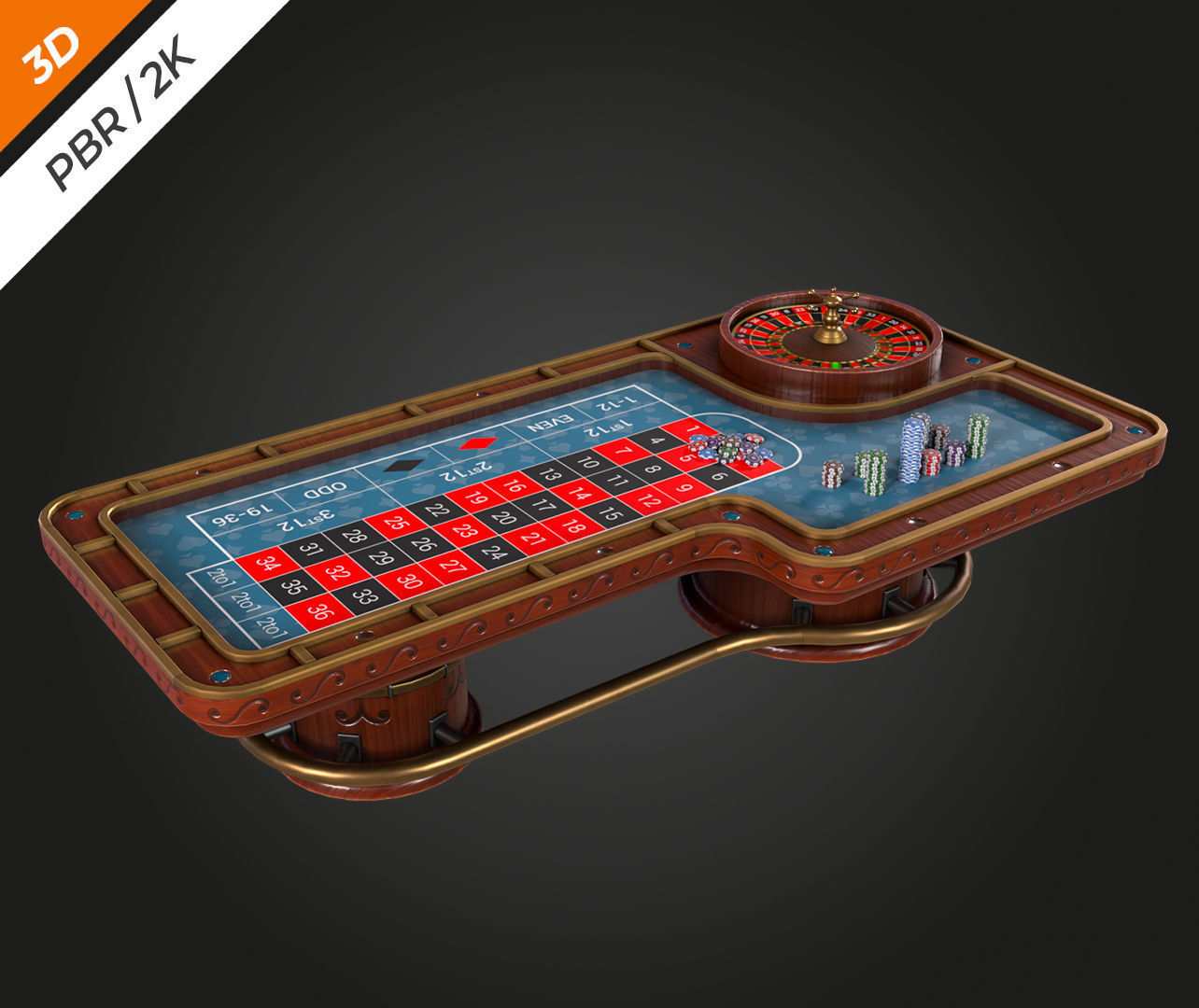 Roulette Table Low-poly 3D model_3