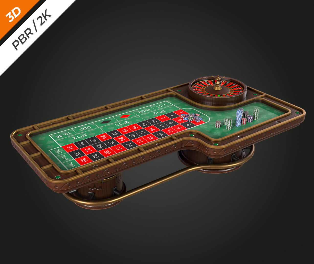 Roulette Table Low-poly 3D model_2