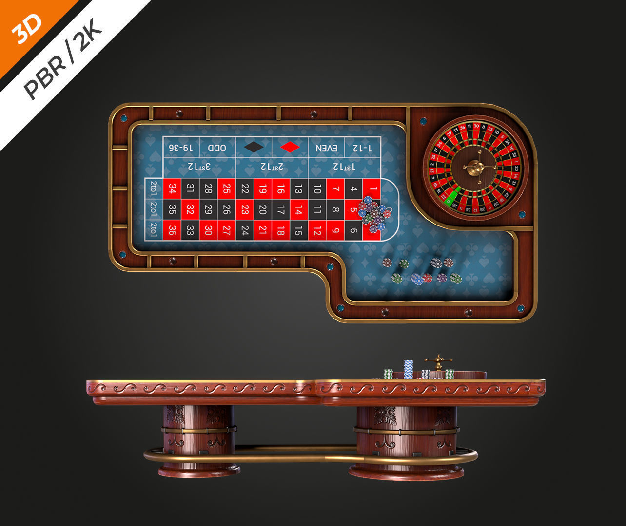 Roulette Table Low-poly 3D model_7