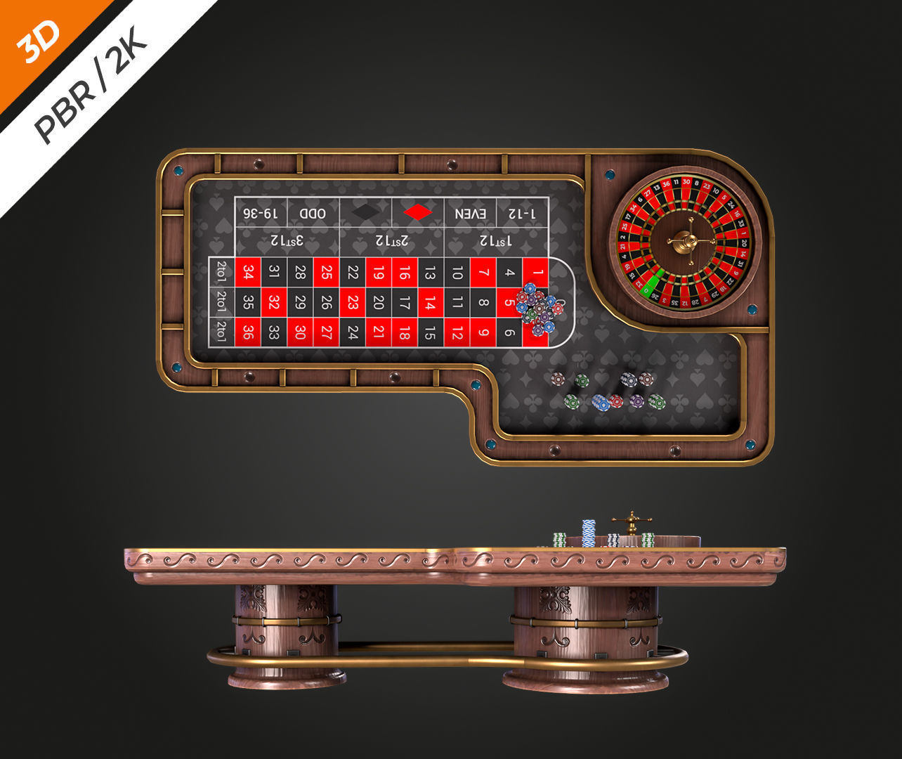 Roulette Table Low-poly 3D model_8