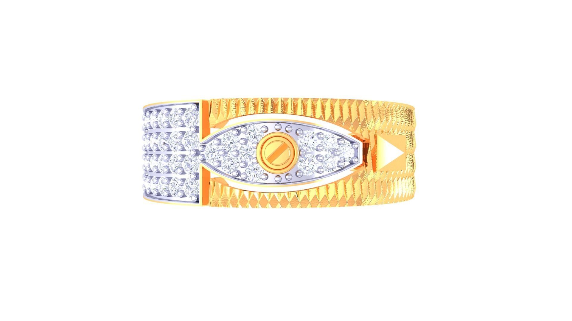 Screw Head Men Groom Gents Diamond Ring 3dm stl obj mtl 3mf glb 3D print model_6