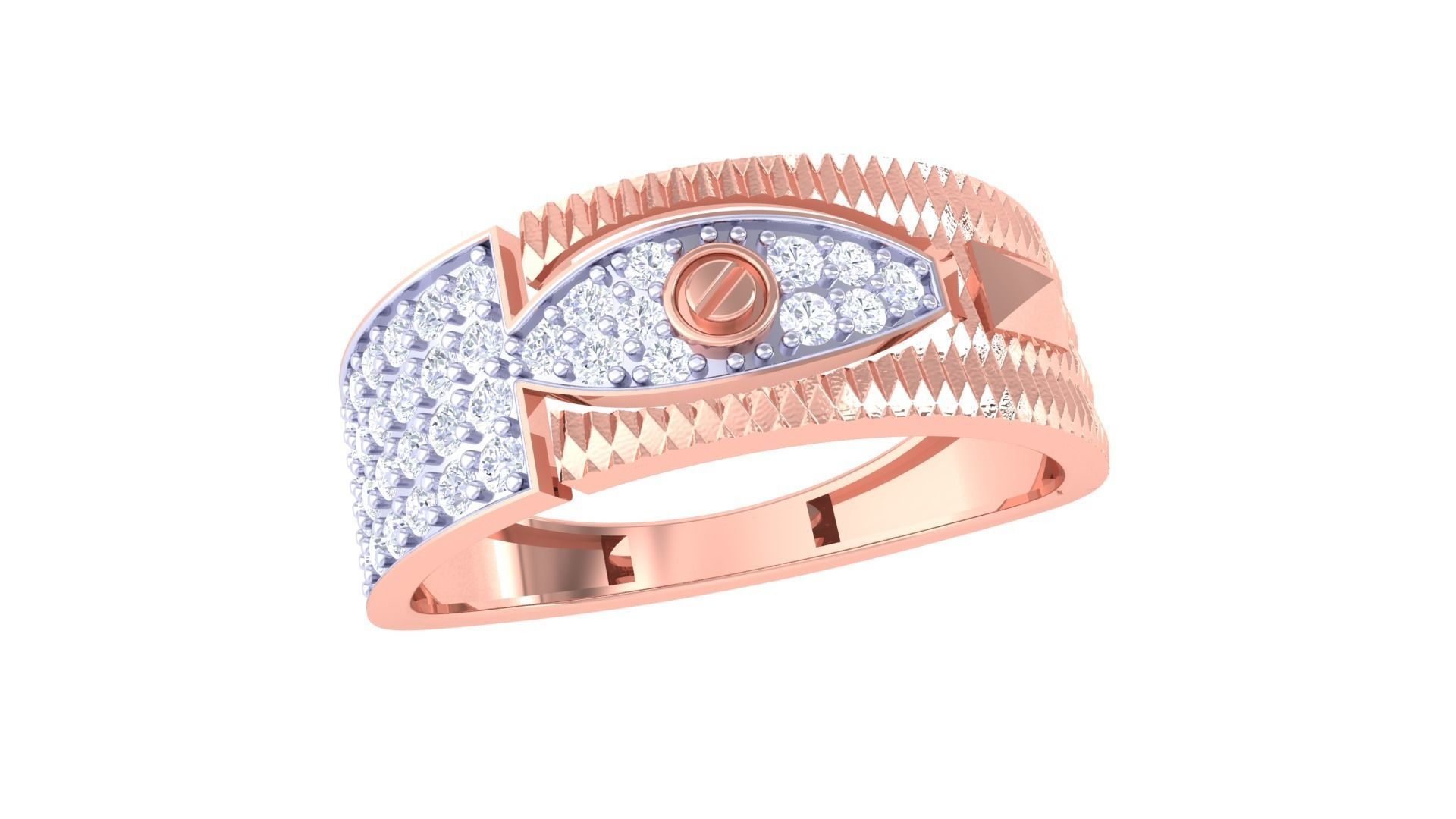 Screw Head Men Groom Gents Diamond Ring 3dm stl obj mtl 3mf glb 3D print model_3