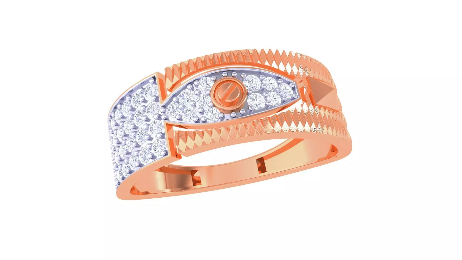 Screw Head Men Groom Gents Diamond Ring 3dm stl obj mtl 3mf glb 3D print model_0