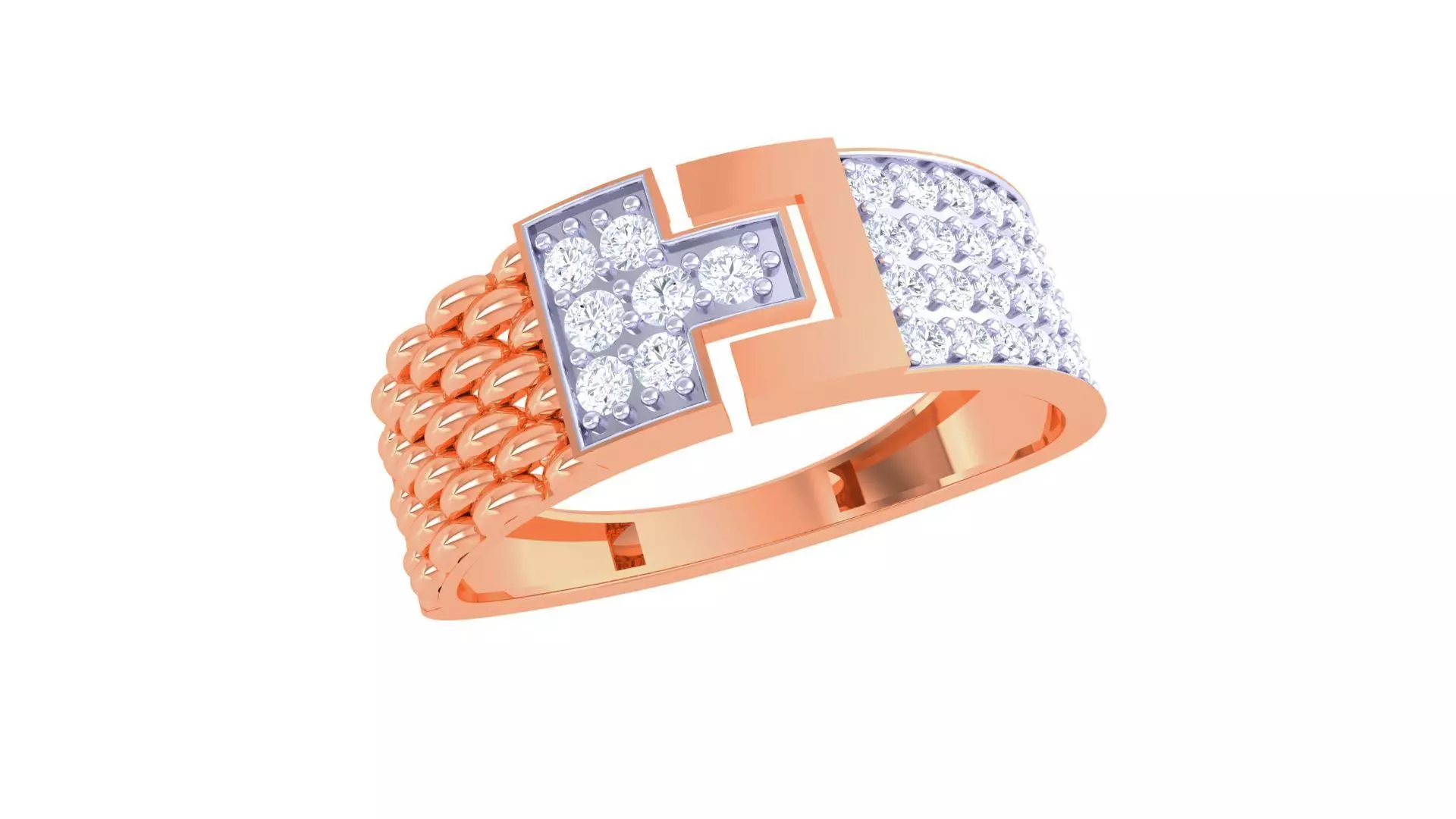 Woven Wire Belt Men Groom Gents Diamond Ring 3dm stl obj mtl 3mf 3D print model_0