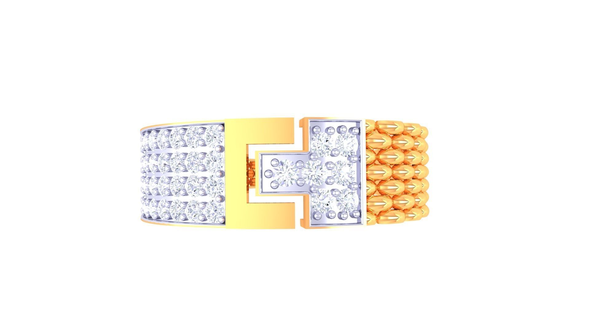 Woven Wire Belt Men Groom Gents Diamond Ring 3dm stl obj mtl 3mf 3D print model_5