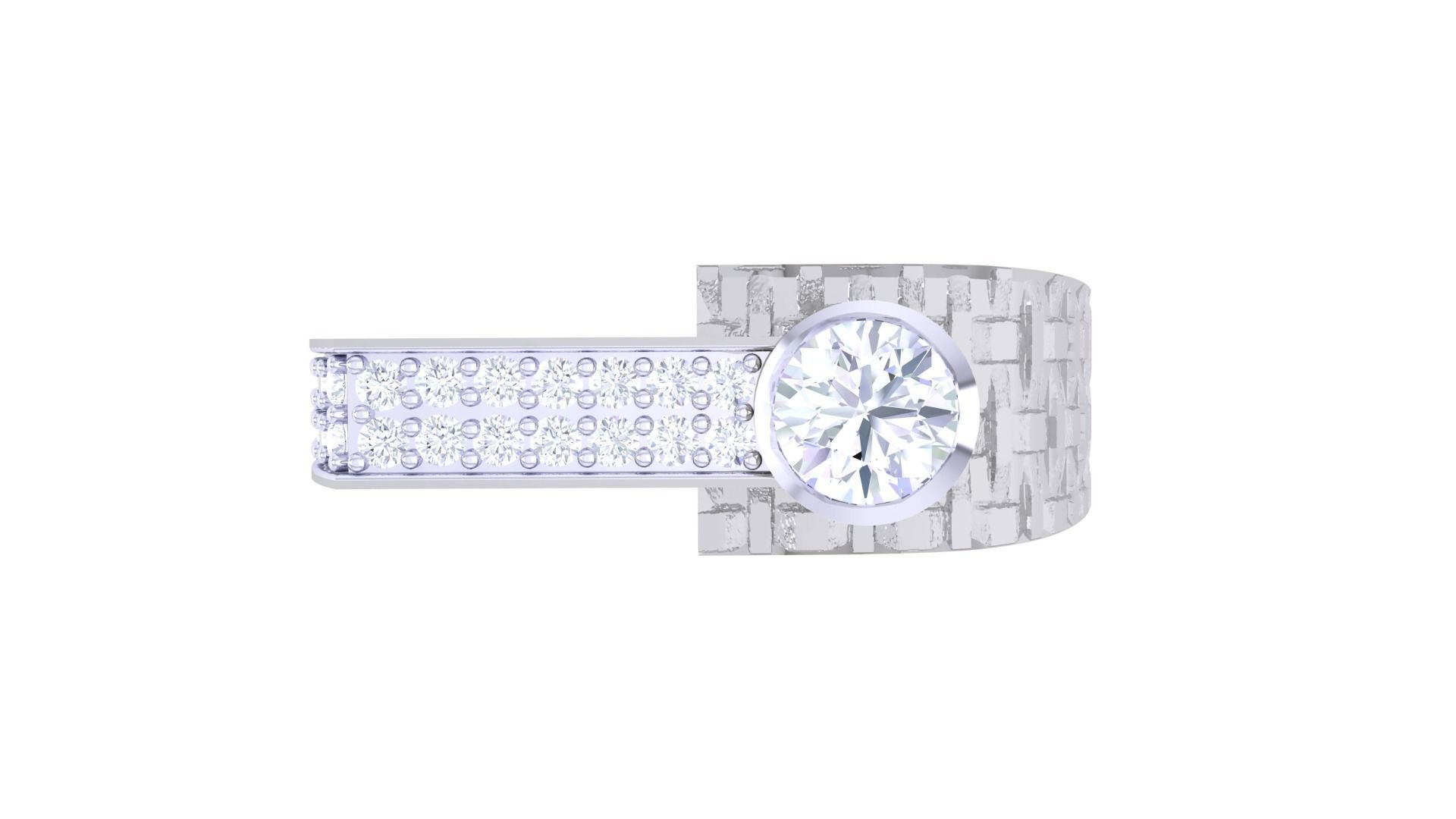 Solitaire Men Groom Gents Diamond Ring 3dm stl obj mtl 3mf  3D print model_6