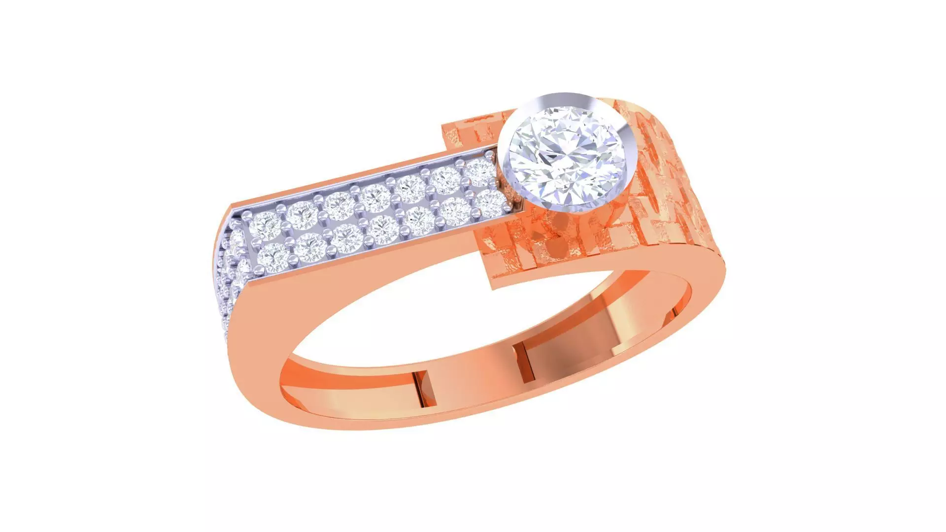 Solitaire Men Groom Gents Diamond Ring 3dm stl obj mtl 3mf  3D print model_0