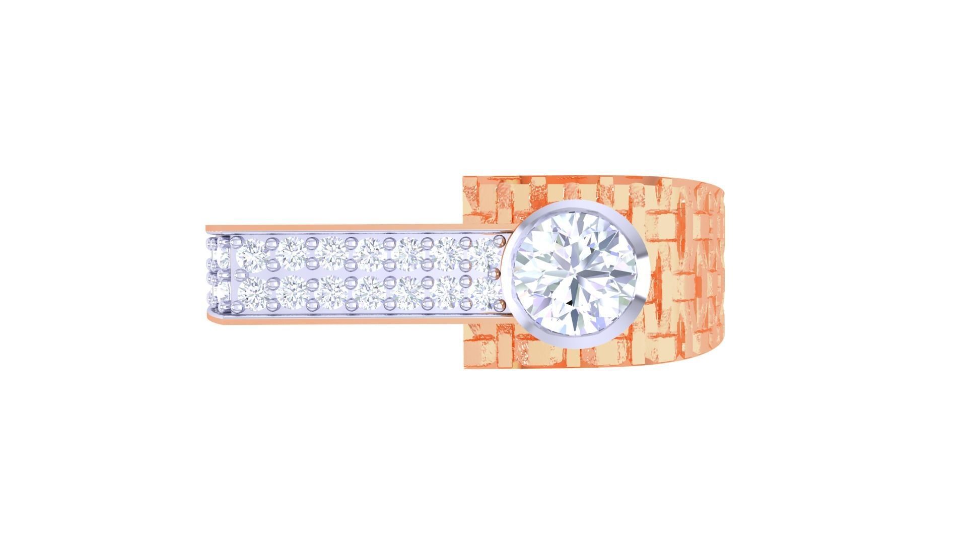 Solitaire Men Groom Gents Diamond Ring 3dm stl obj mtl 3mf  3D print model_7