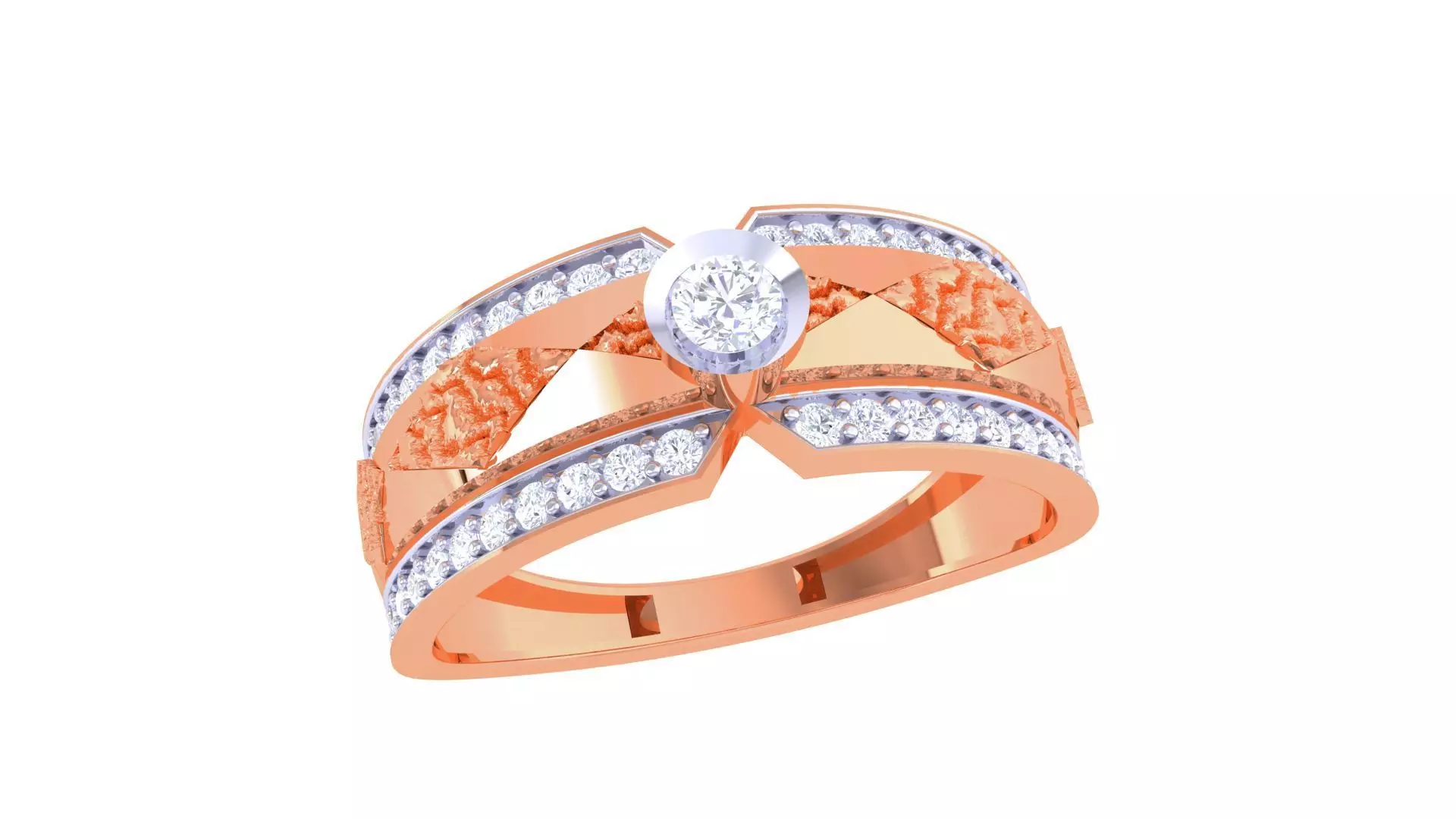 Solitaire Men Groom Gents Diamond Ring 3dm stl obj mtl 3mf glb 3D print model_0