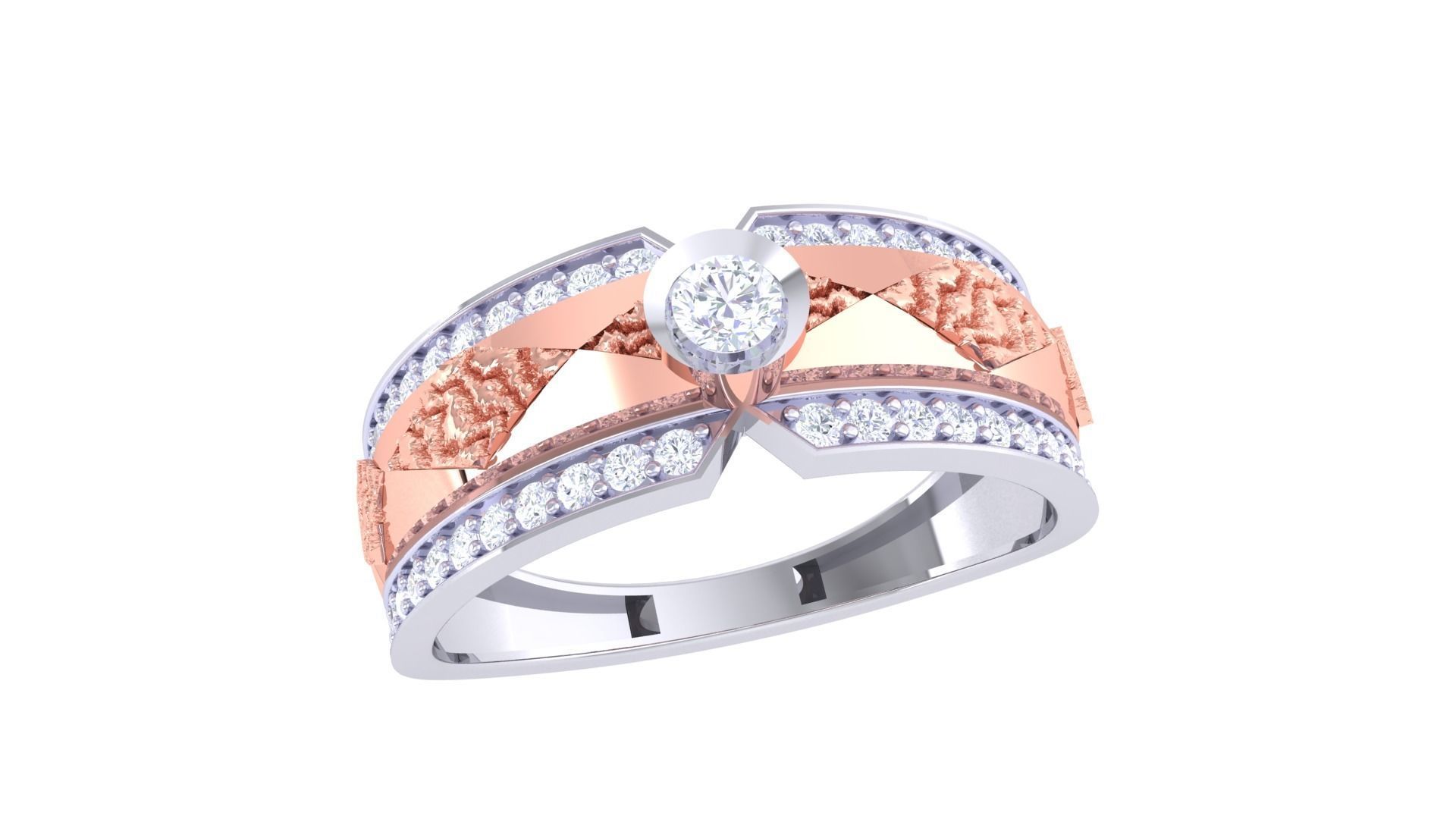 Solitaire Men Groom Gents Diamond Ring 3dm stl obj mtl 3mf glb 3D print model_3