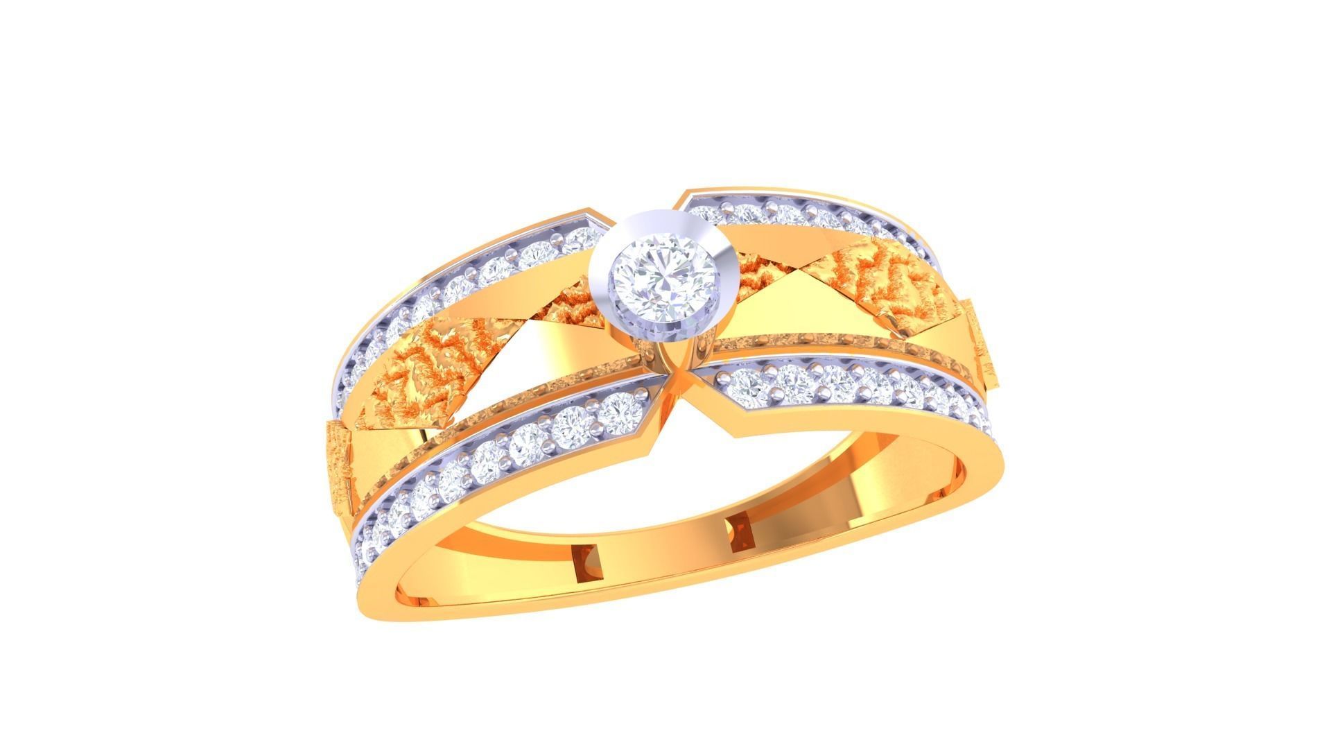 Solitaire Men Groom Gents Diamond Ring 3dm stl obj mtl 3mf glb 3D print model_1