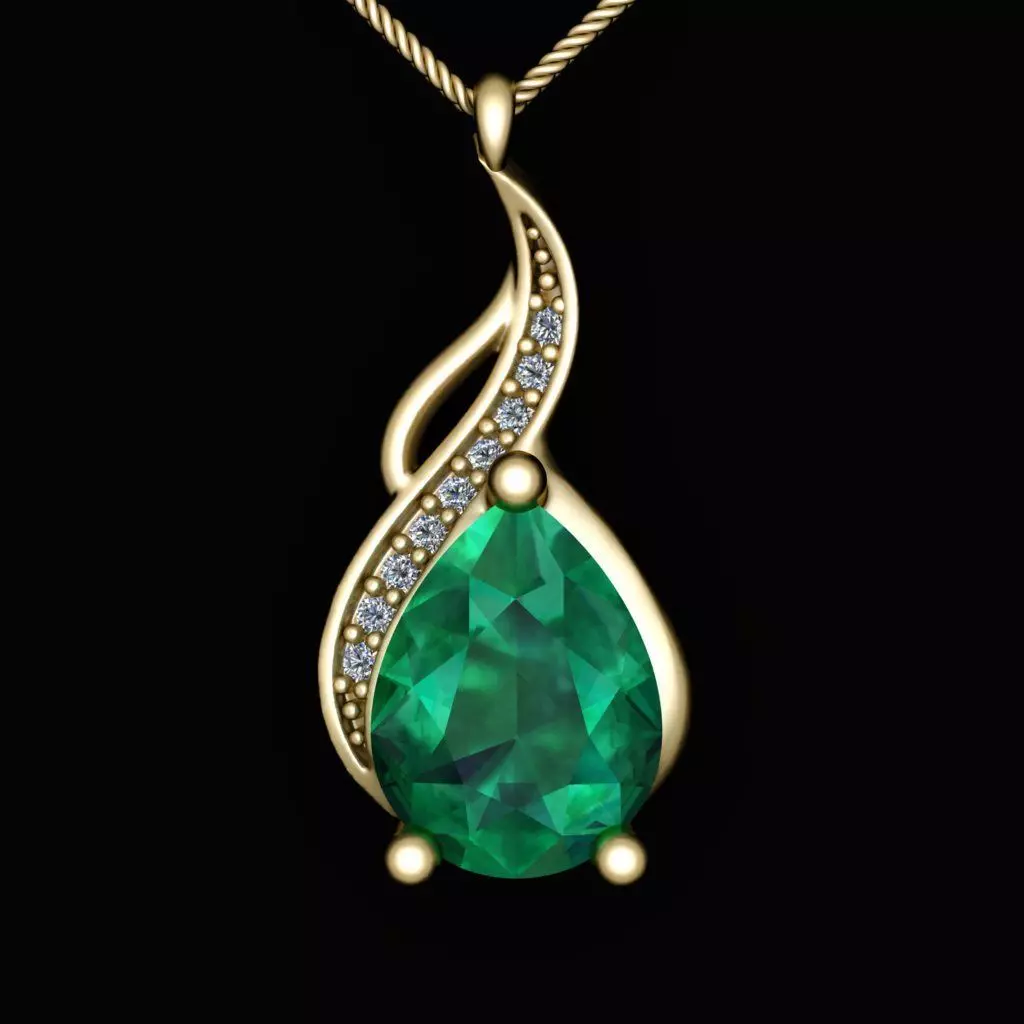 Diamond Pear Stone Woman Pendant 3D print model