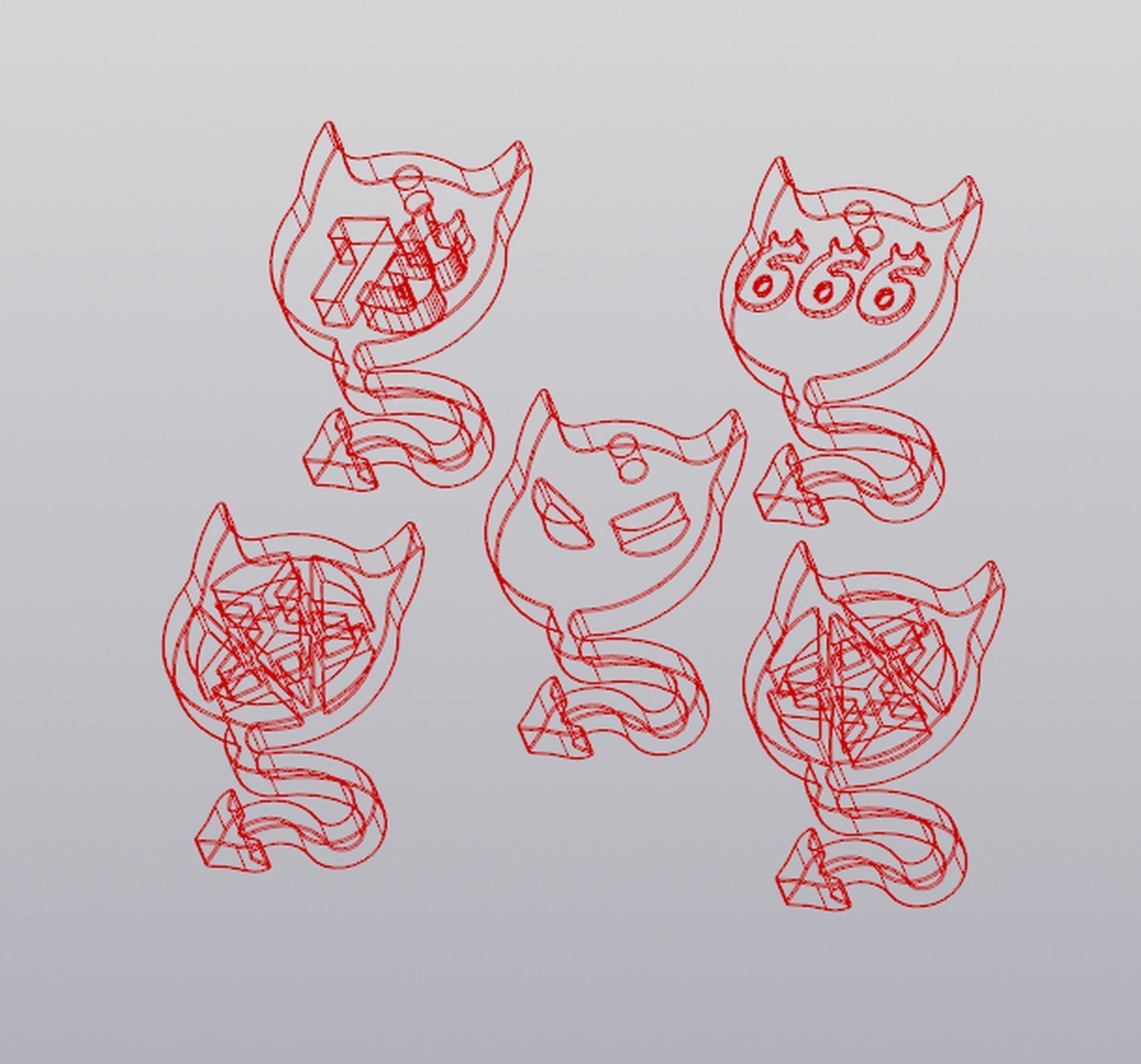 Keychains Imp Set 5 models 3D print model_7