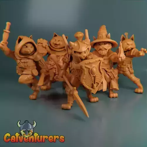 Claws and Casters  Fantasy Cats RPG Party 3D print model